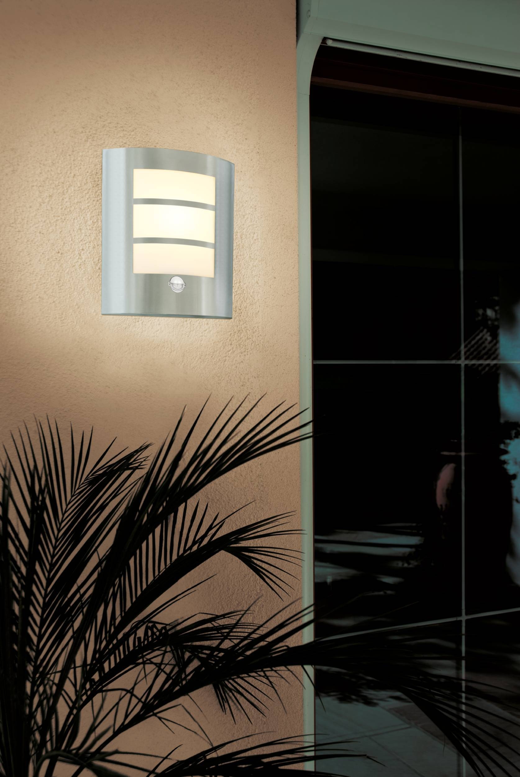 EGLO Wandleuchte »City Wandlampe, Außenlampe, Edelstahl und Kunststoff, E27, IP44, Lampe« E27 1 Stk. Wand-/Deckenleuchte - L23,5 x H26 x AL9 cm - edelstahl - 1X60W exkl.