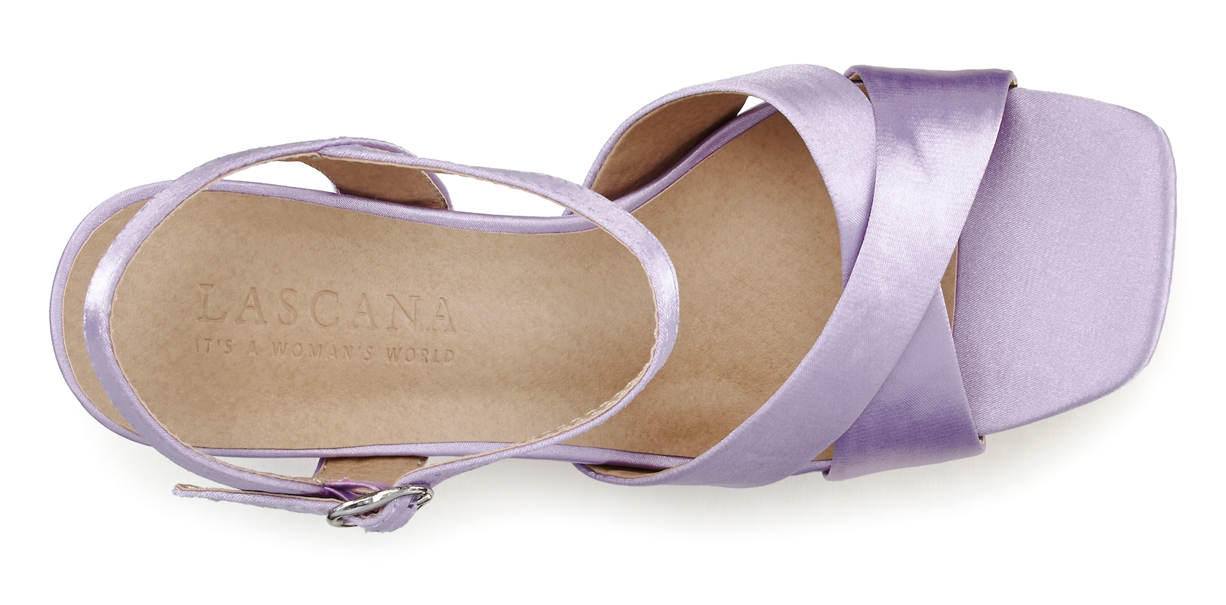 LASCANA Riemchensandalette, High Heel Sandale mit Plateau & Blockabsatz in Satin Optik VEGAN