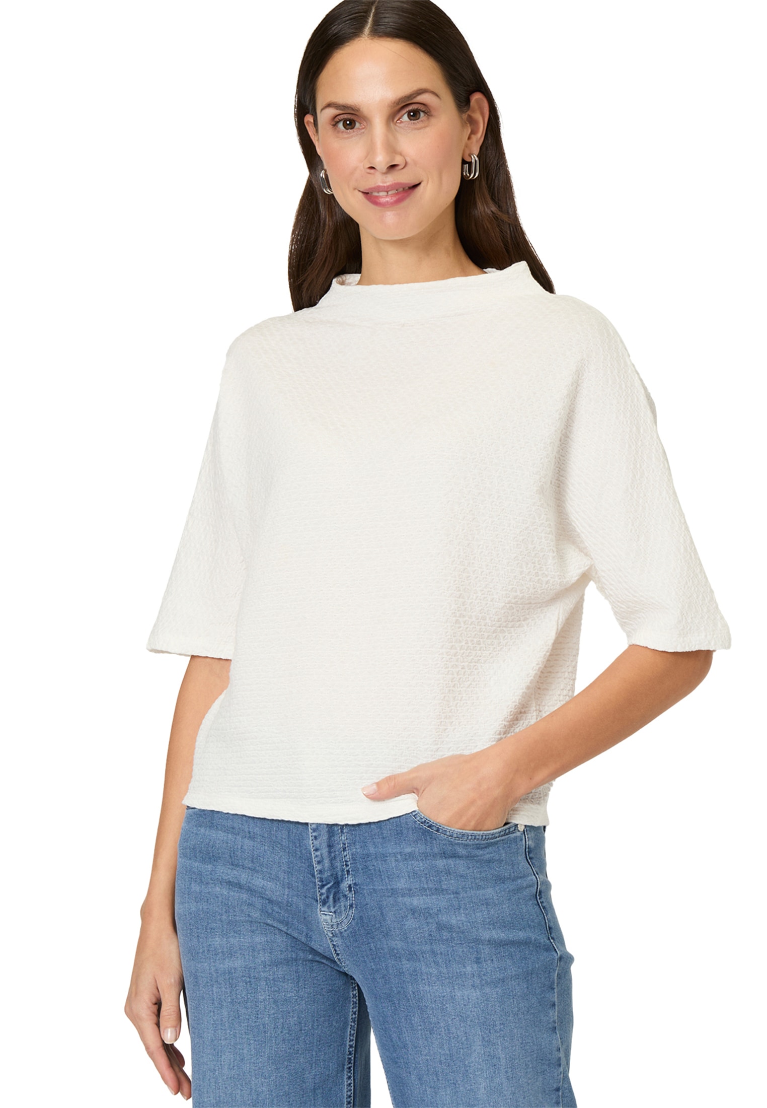 Zero T-Shirt »Shirt mit Strukturmuster«