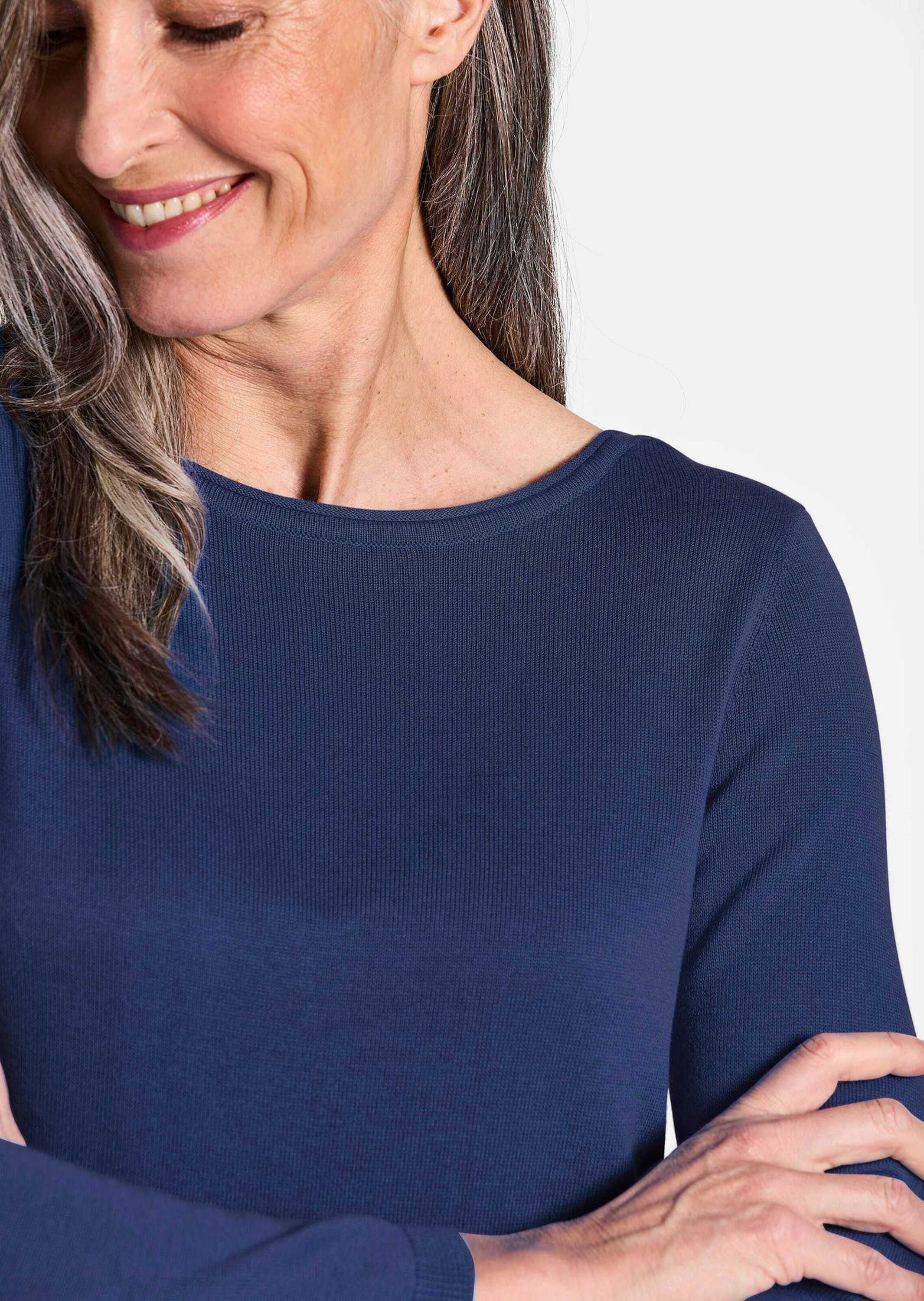 GOLDNER Strickpullover »Kurzgröße Pullover mit U-Boot-Ausschnitt aus Baumwoll-Viskose-Mix«