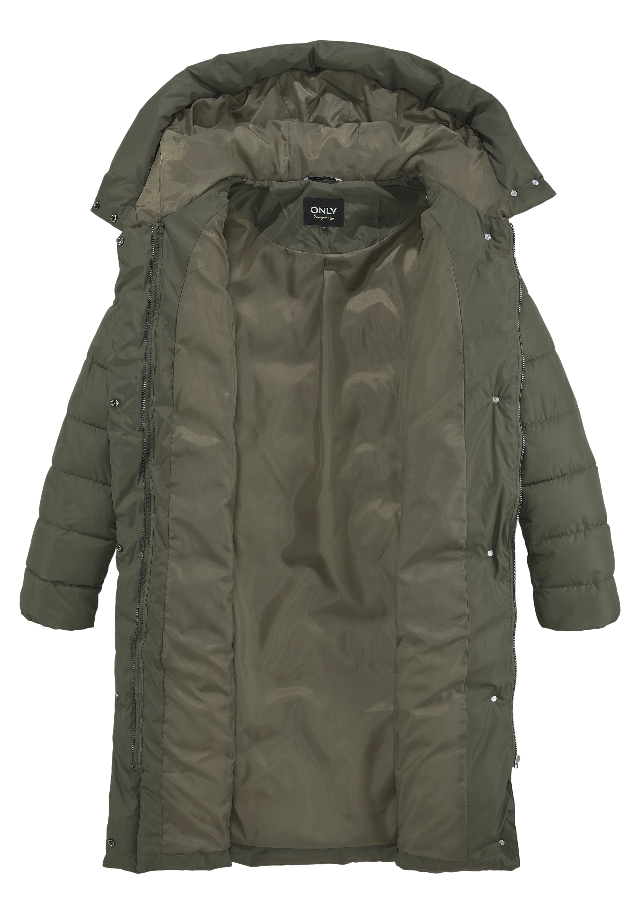 ONLY Steppmantel »ONLTINA – Puffermantel mit Premium-Füllung und verdecktem Zipper«, regular fit, casual, Steppware, Kunstfaser, hochschließend