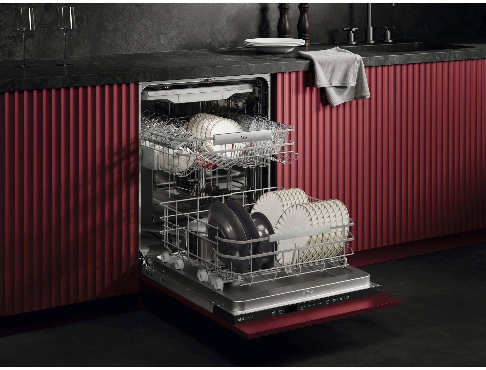 AEG vollintegrierbarer Geschirrspüler Serie 8000, 60 cm, WiFi »GI8200B2SO« 14 tlg. Maßgedecke Wasserparende Spülmaschine mit nur 8,4 l kraftvoll gegen Eingebranntes