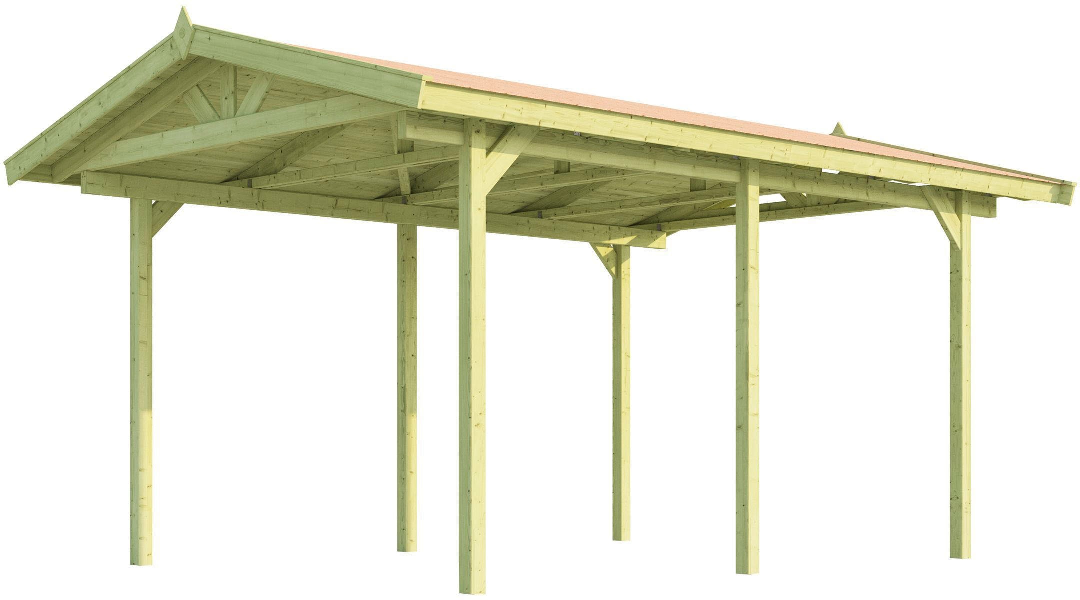 weka Einzelcarport ""611" mit 18-mm-Satteldach aus Massivholz" Massivholz 270 cm kdi aus naturbelassenem Kiefernholz