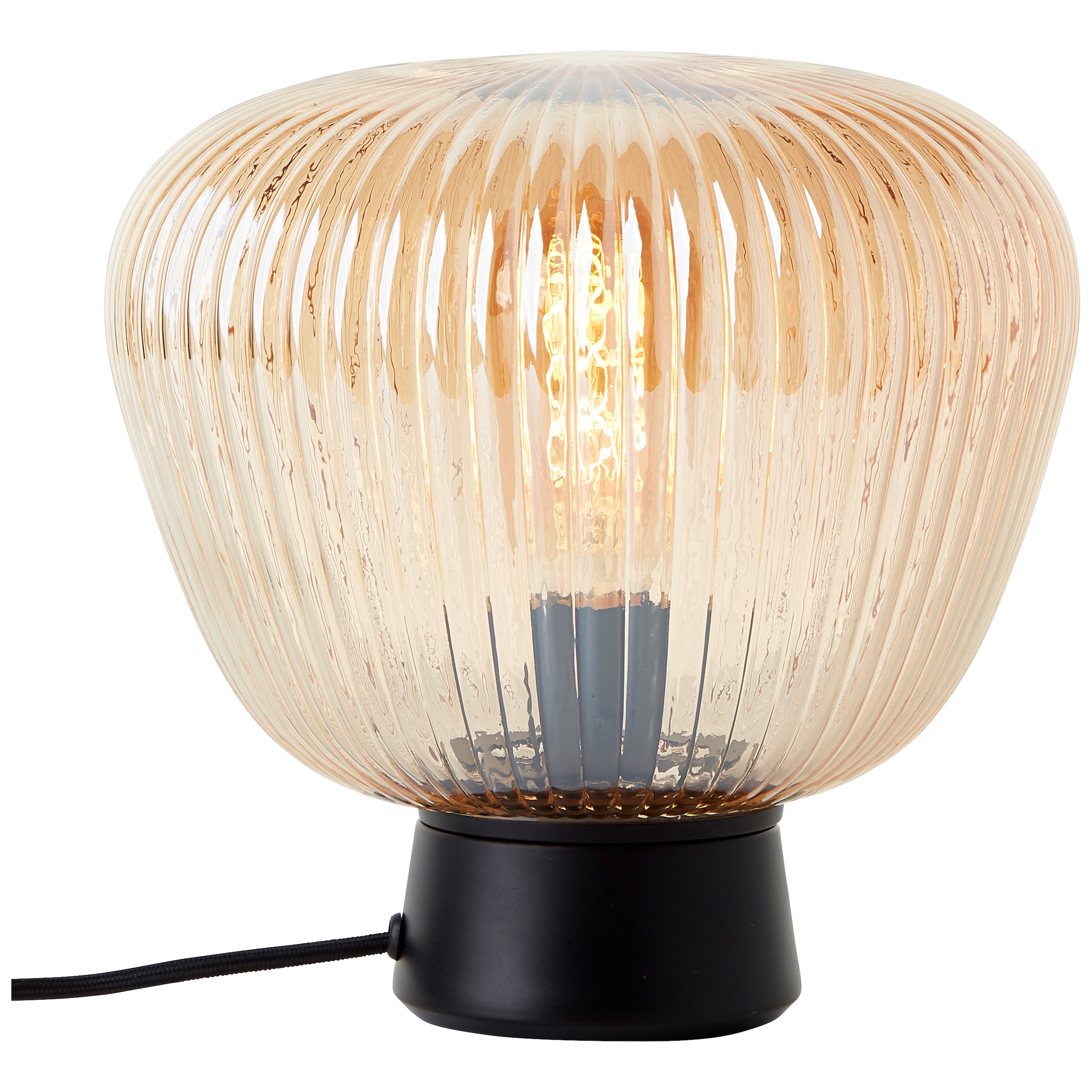Brilliant Tischleuchte »Kaizen«, 1 flammig, Leuchtmittel E27 | ohne Leuchtmittel, Riffelglas, 25 x 25 cm, E27, Amber-Bernsteinfarben
