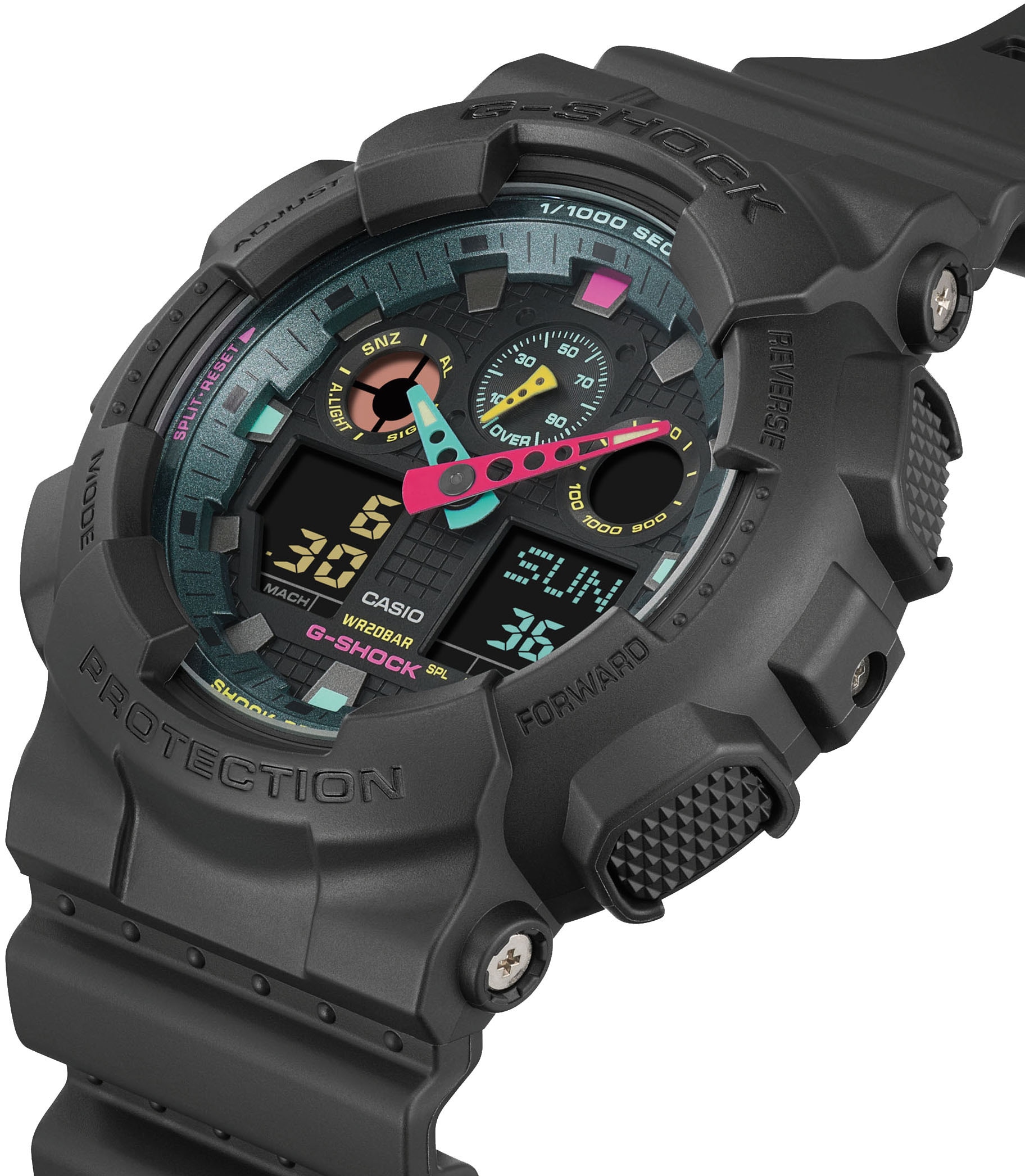 CASIO G-SHOCK Chronograph, Quarzuhr,Armbanduhr,Herrenuhr,digital, bis 20 bar wasserd.Resinarmband