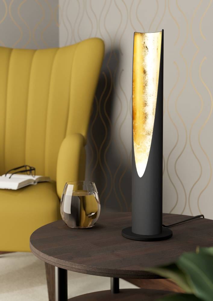 EGLO LED Tischleuchte »BARBOTTO«, LED-Board-GU10, Warmweiß, schwarz, gold / Ø6 x H39,5 cm / inkl. 1 x GU10 (je 4,5W, 400lm, 3000K) - aus Stahl - Tischlampe - Tischleuchte - Schreibtischlampe - Nachttischlampe - Nachttisch - Lampe