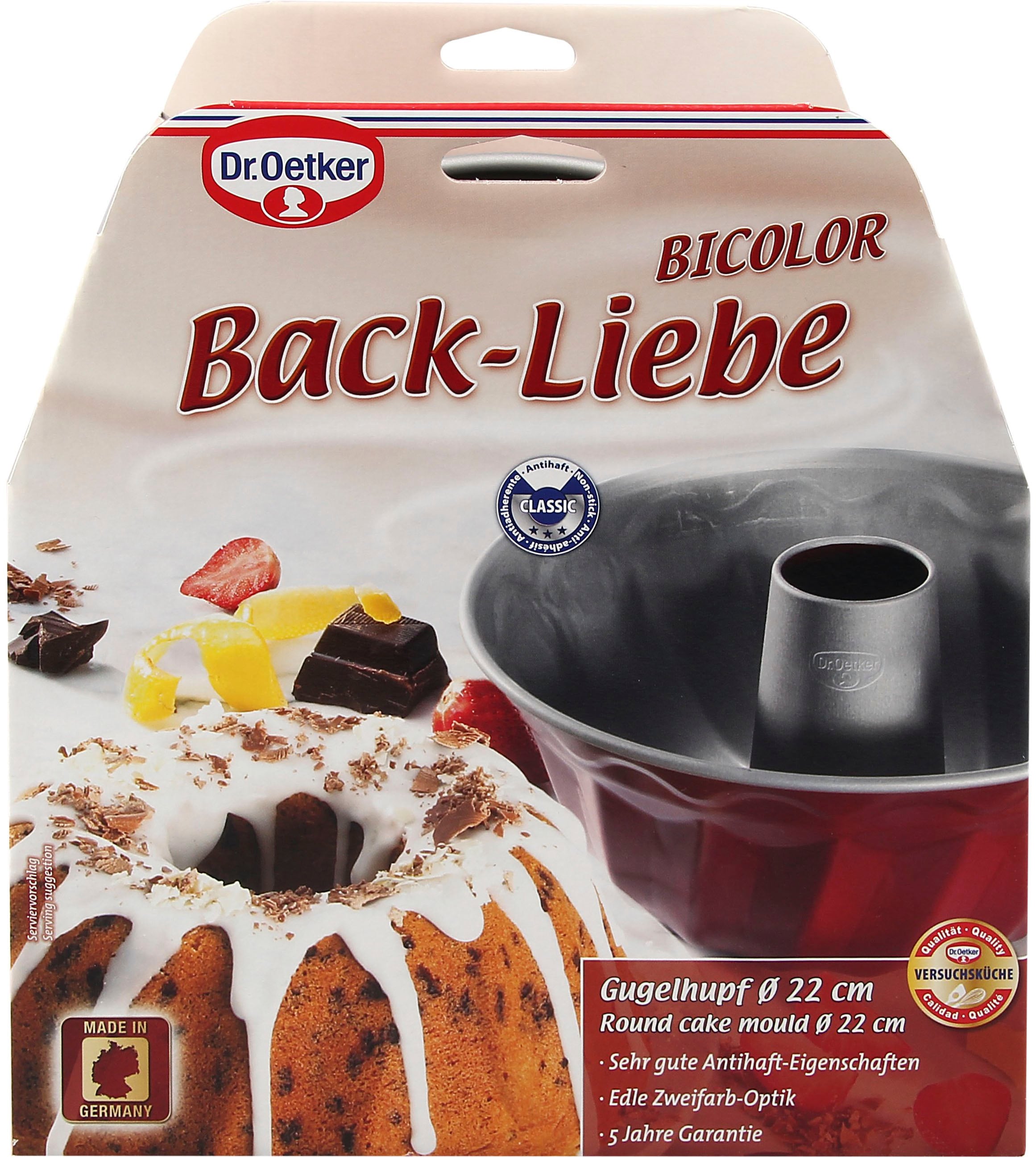 Dr. Oetker Gugelhupfform »Back-Liebe Bicolor, Ø 22 cm, Premium Stahlblech«