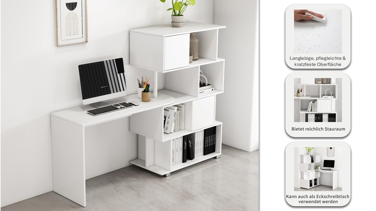 OTTO home Schreibtisch »Inovo« als Eckschreibtisch oder Schreibtisch nutzbar, viel Stauraum