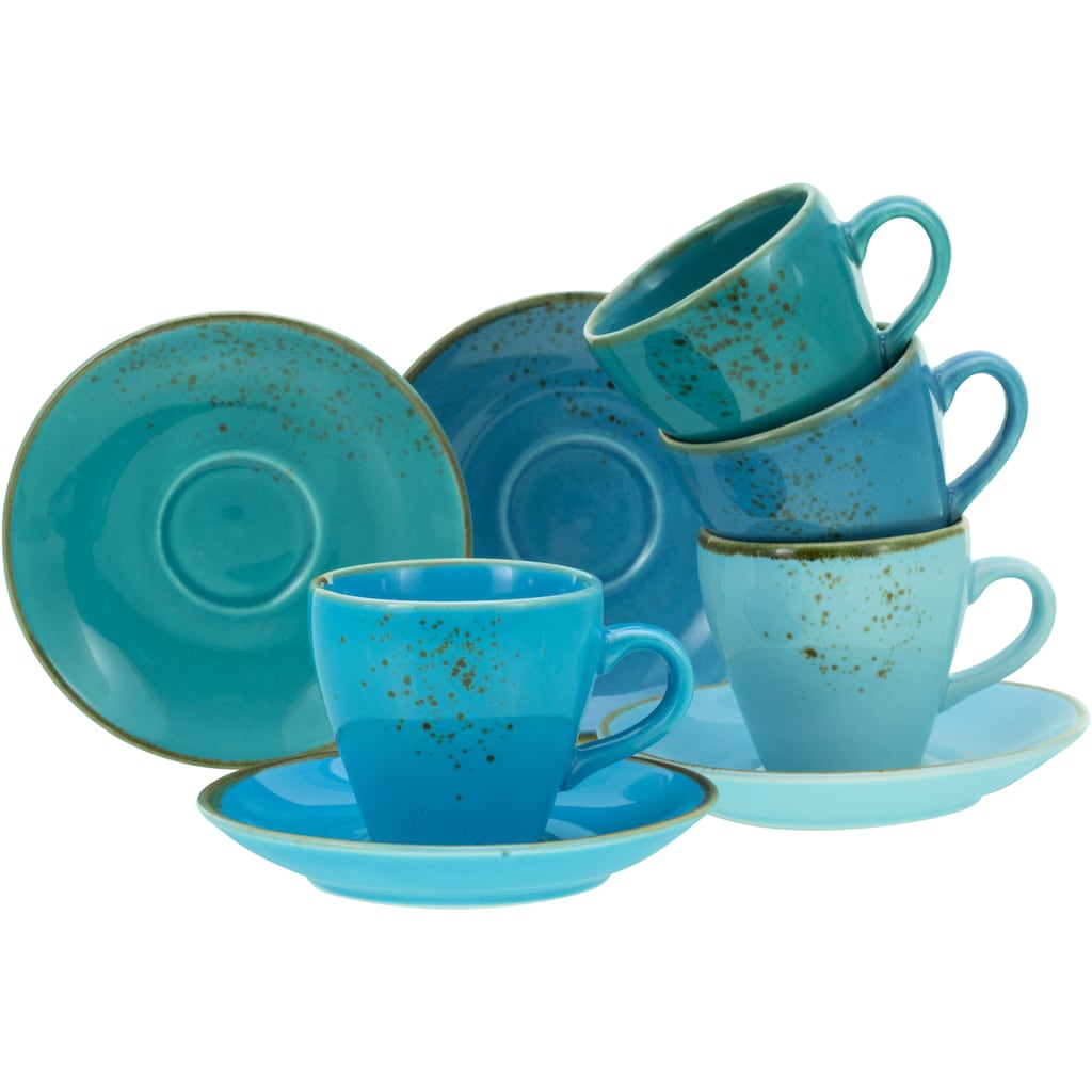 CreaTable Espressotasse »Kaffeetasse NATURE COLLECTION Aqua«, (Set, 8 tlg.)