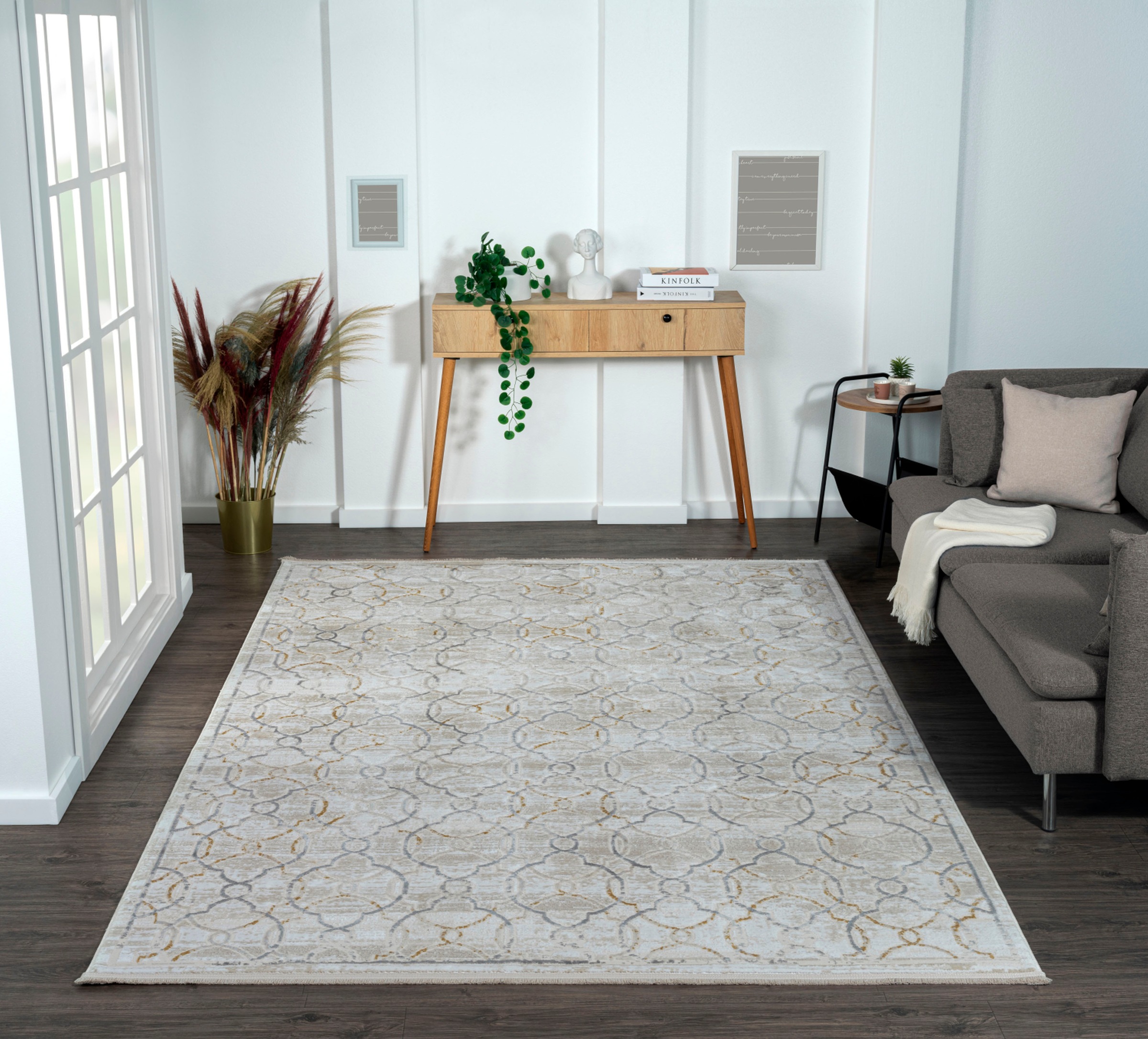 Myflair Möbel & Accessoires Teppich »My Floor, LAGERRÄUMUNG!«, rechteckig, 10 mm Höhe, Kurzflor, Retro-Style, mit Fransen, besonders weich durch Microfaser