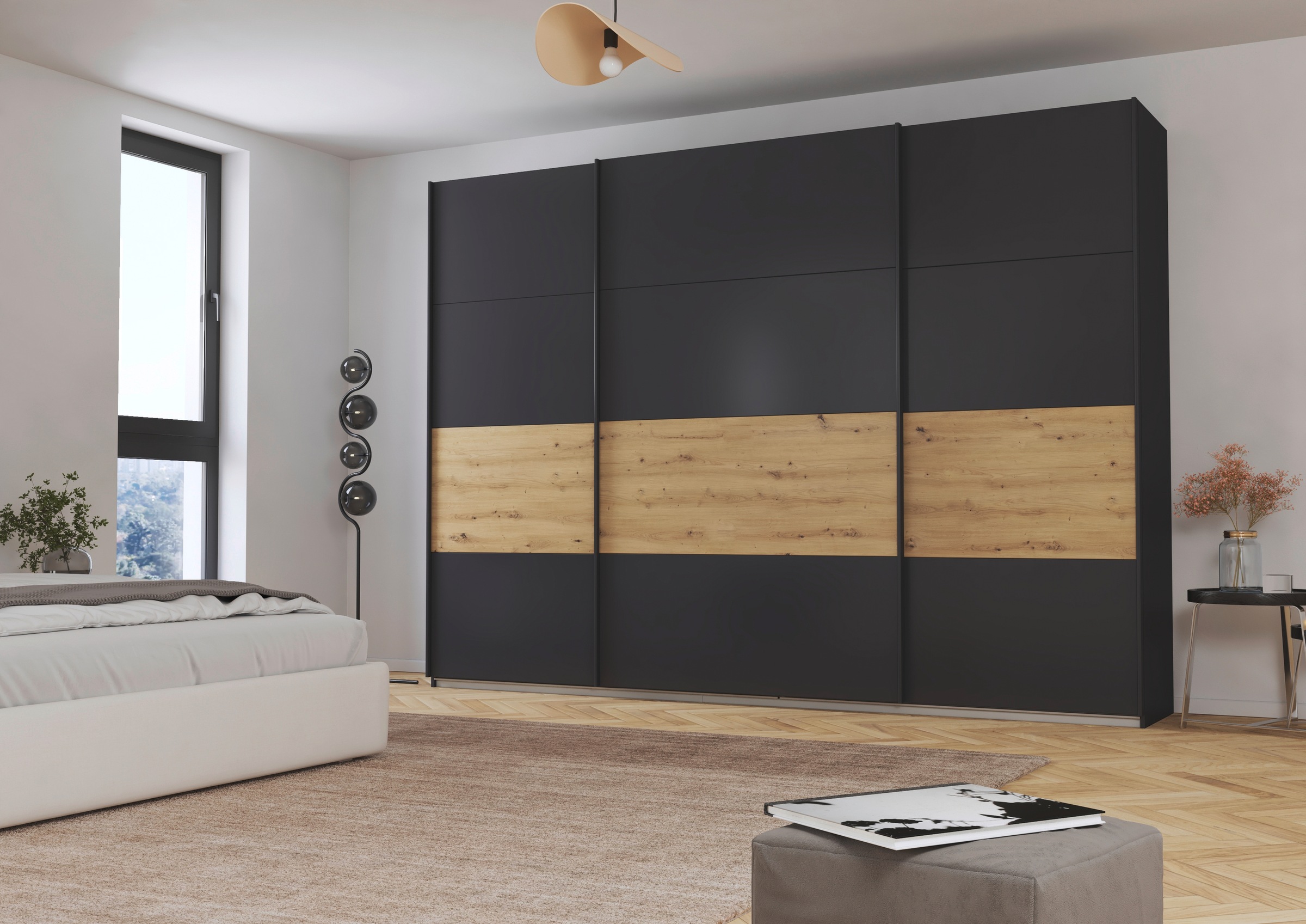 rauch Schwebetürenschrank »Schwebetürenschrank Kleiderschrank Schrank Garderobe CORTONA«, inkl. Inneneinteilung, 2 Stoffboxen und zusätzlichen Einlegeböden