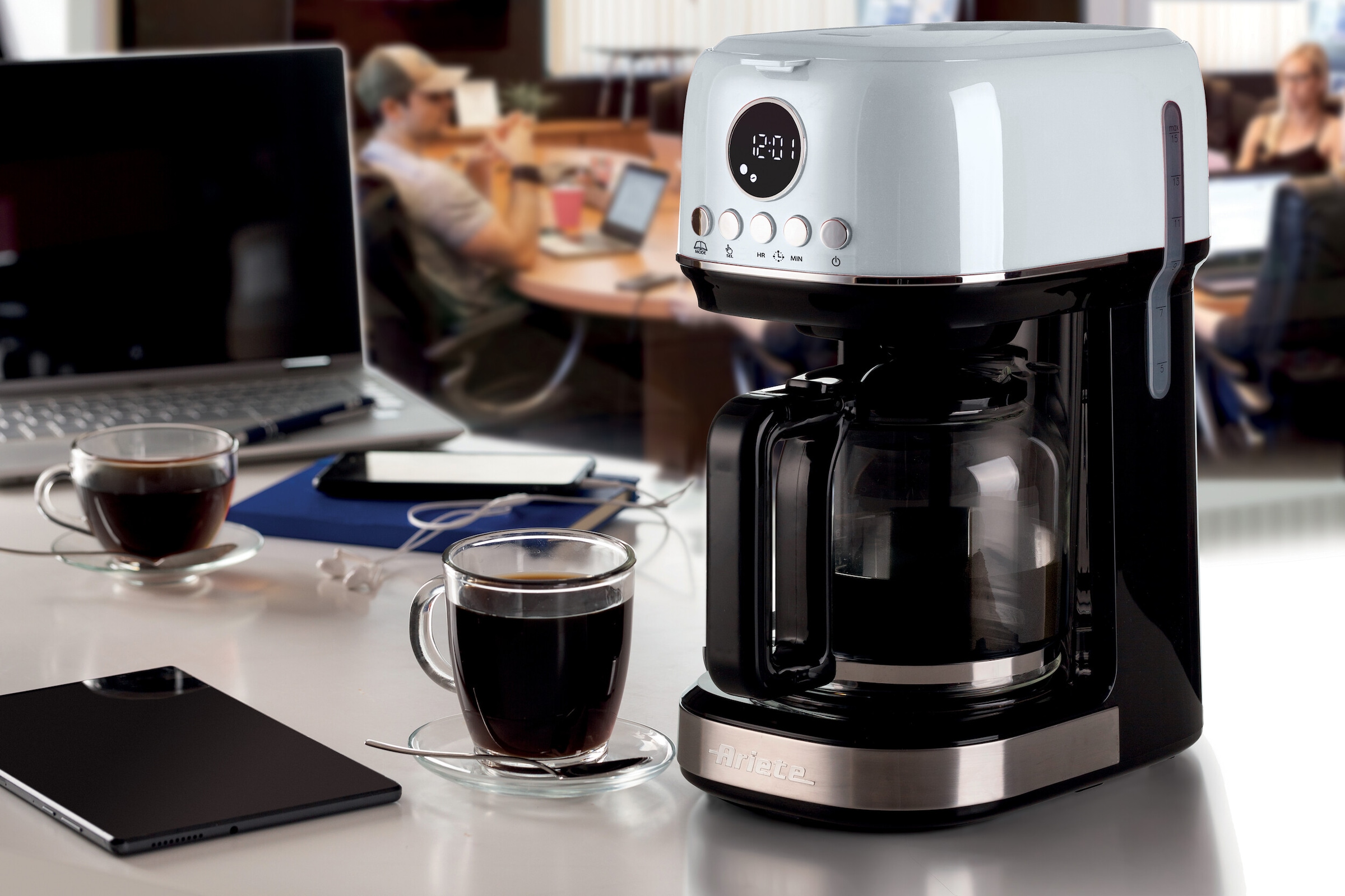 Ariete Filterkaffeemaschine »1396W Moderna weiß,1,5 L mit Timer, Programmwahl und Warmhaltefunktion«, Permanentfilter