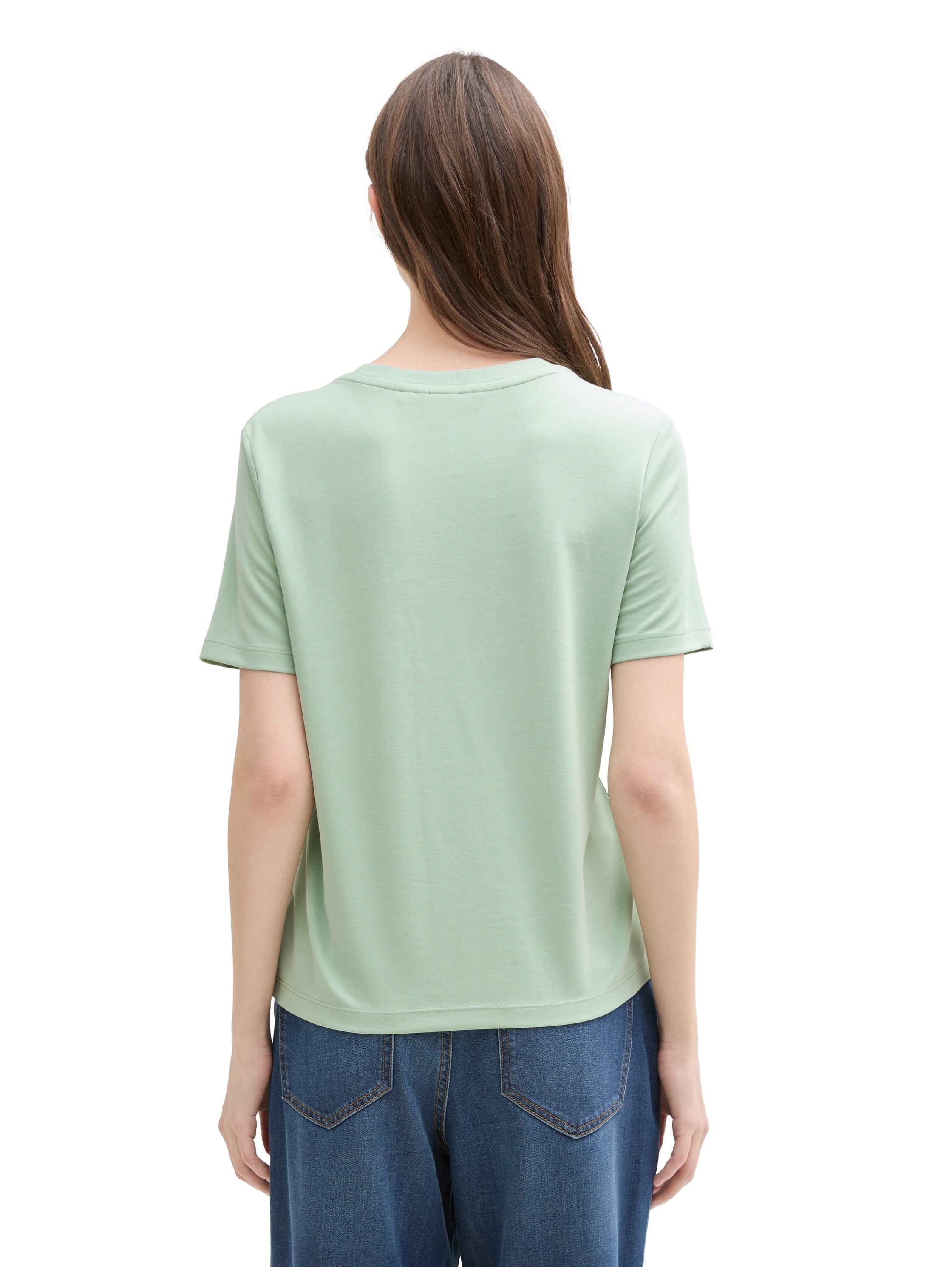 TOM TAILOR Denim Rundhalsshirt, mit Rundhalsausschnitt