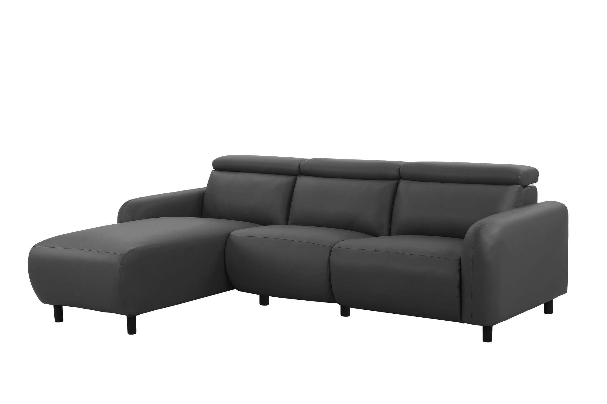 Home affaire Ecksofa »SKAANE Lederoptik, L-Form, 274 cm, manuelle u. elektrische Funktion,«, rundes Design, Kopfteilverstellung, Federkernpolsterung
