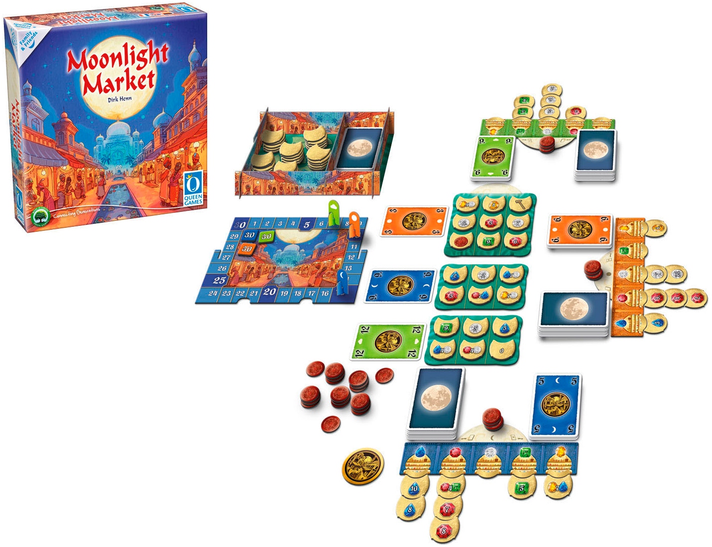 Queen Games Spiel »Moonlight Market - Family & Friends«, Made in Europe