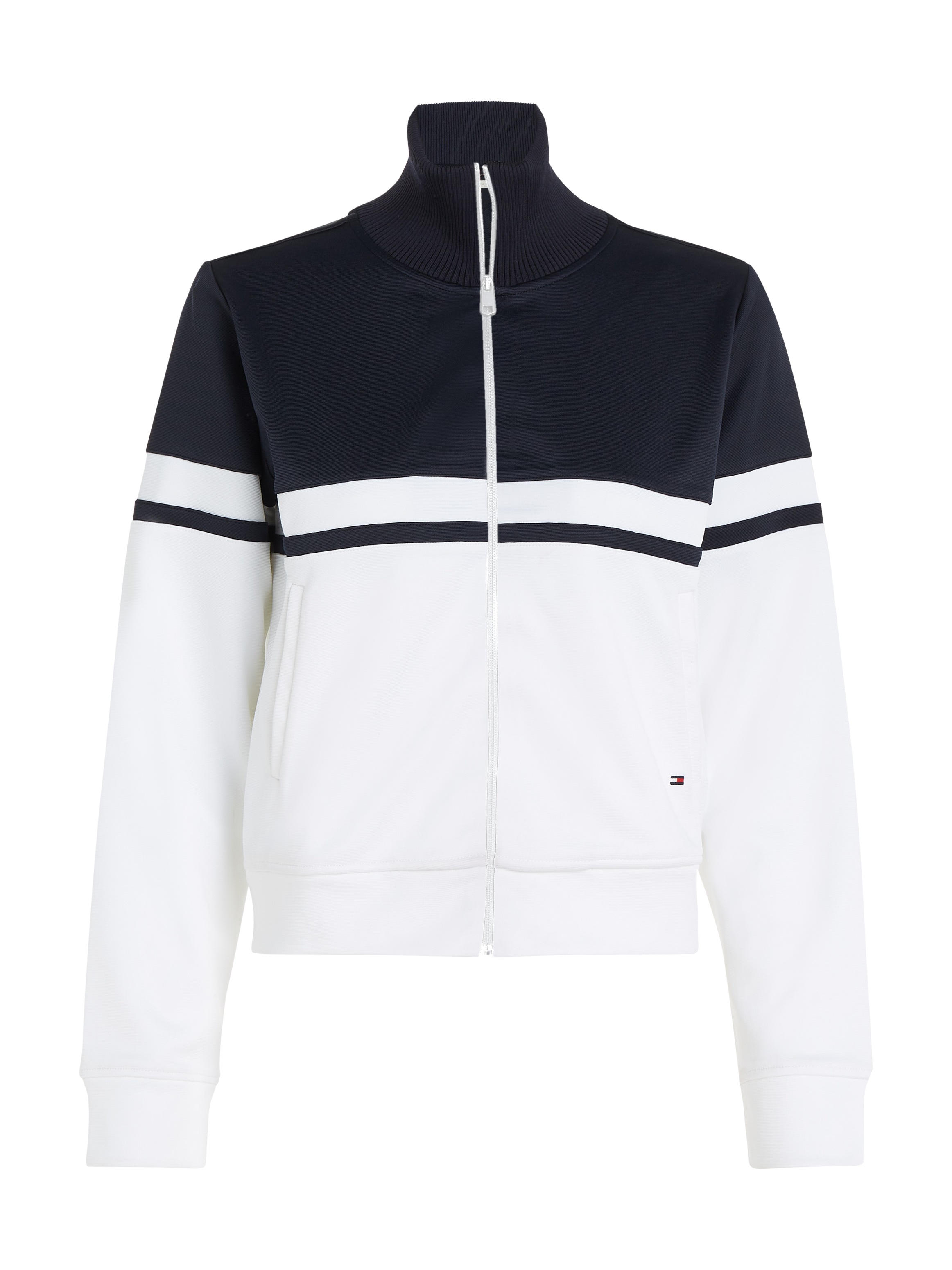 Tommy Hilfiger Sweatjacke »BLOCKED STRIPE REG ZIPTHRU HWK«, mit Logostickerei