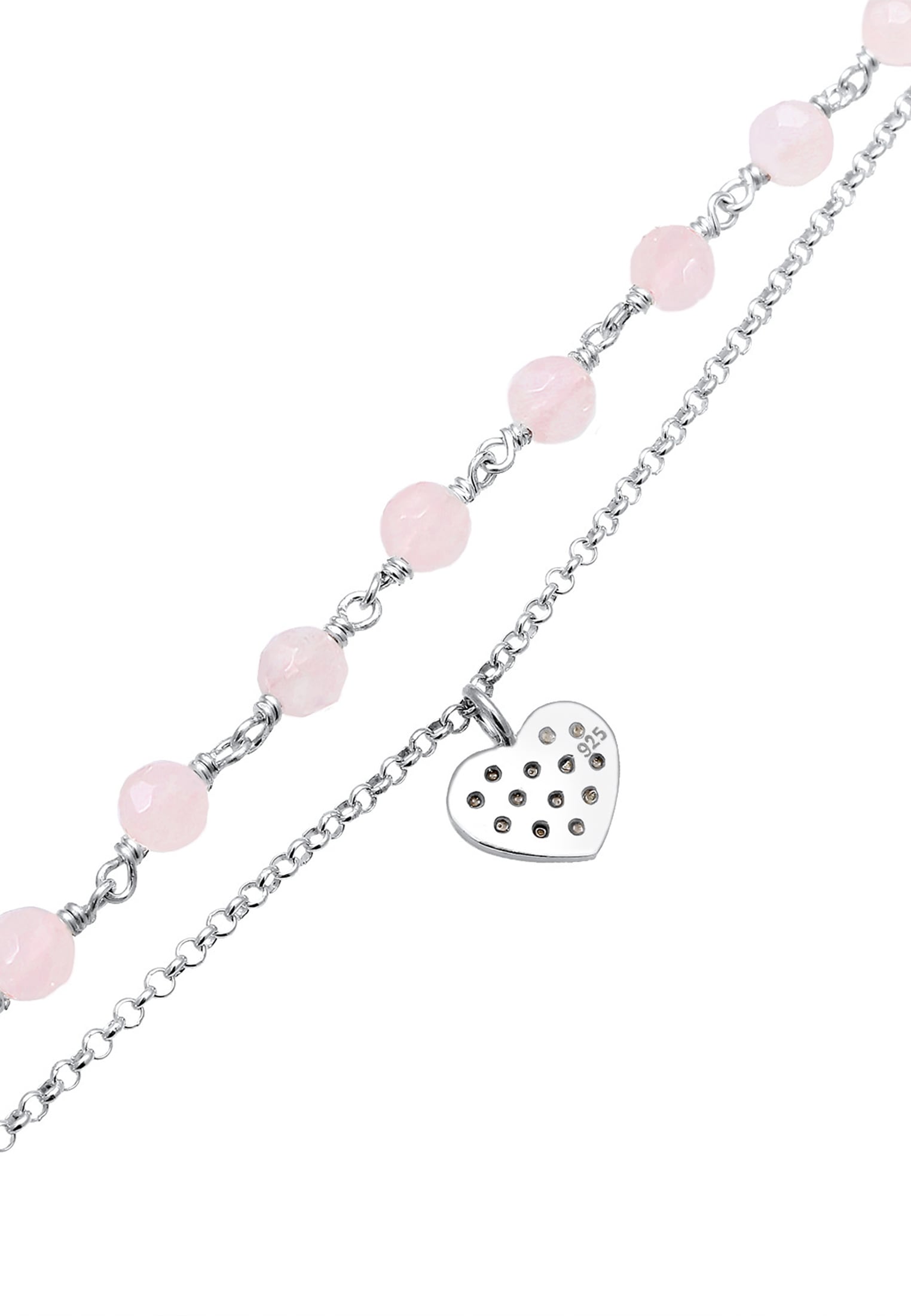 Elli Armkette »Armband Herz Quarz Perlen Rosé 925 Sterling Silber«