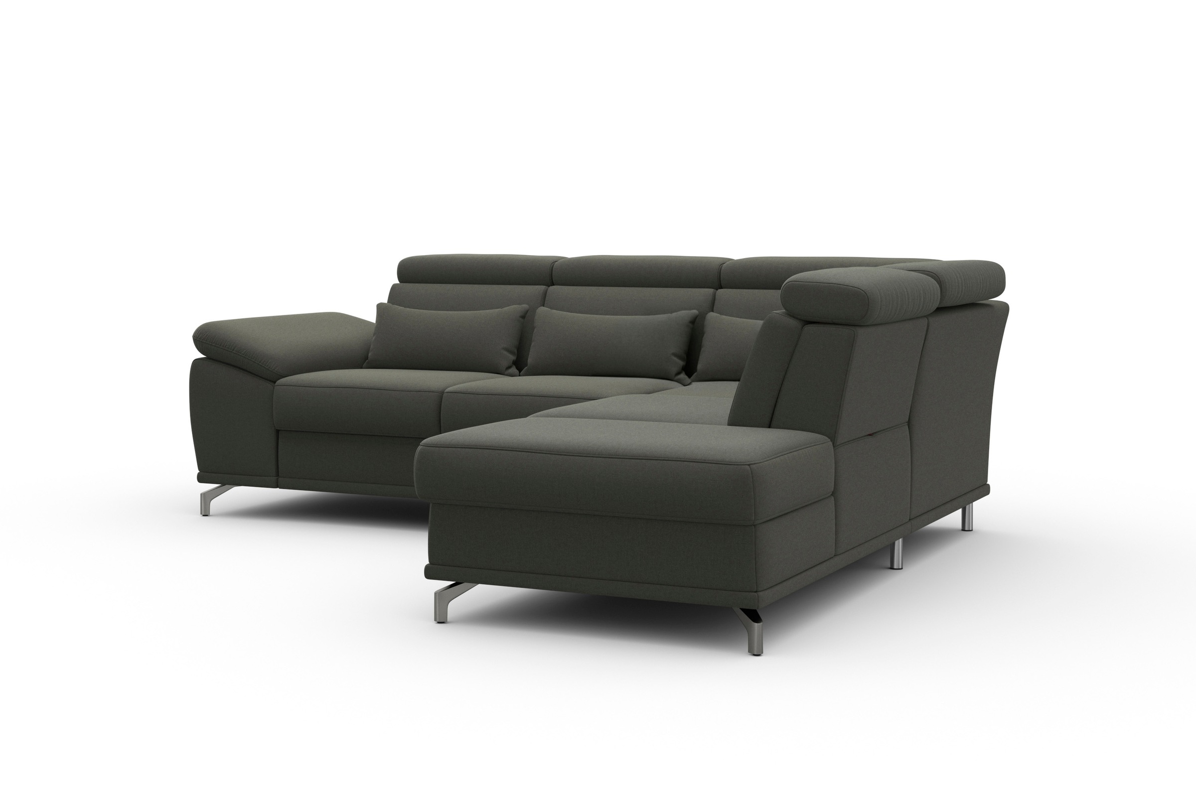 sit&more Ecksofa »Cabrio L-Form, B: 274 cm, mit Sitztiefen-, Arm- & Kopfteilverstellung«, 3 Nierenkissen, Federkern, optional Bettfunktion und Stauraum