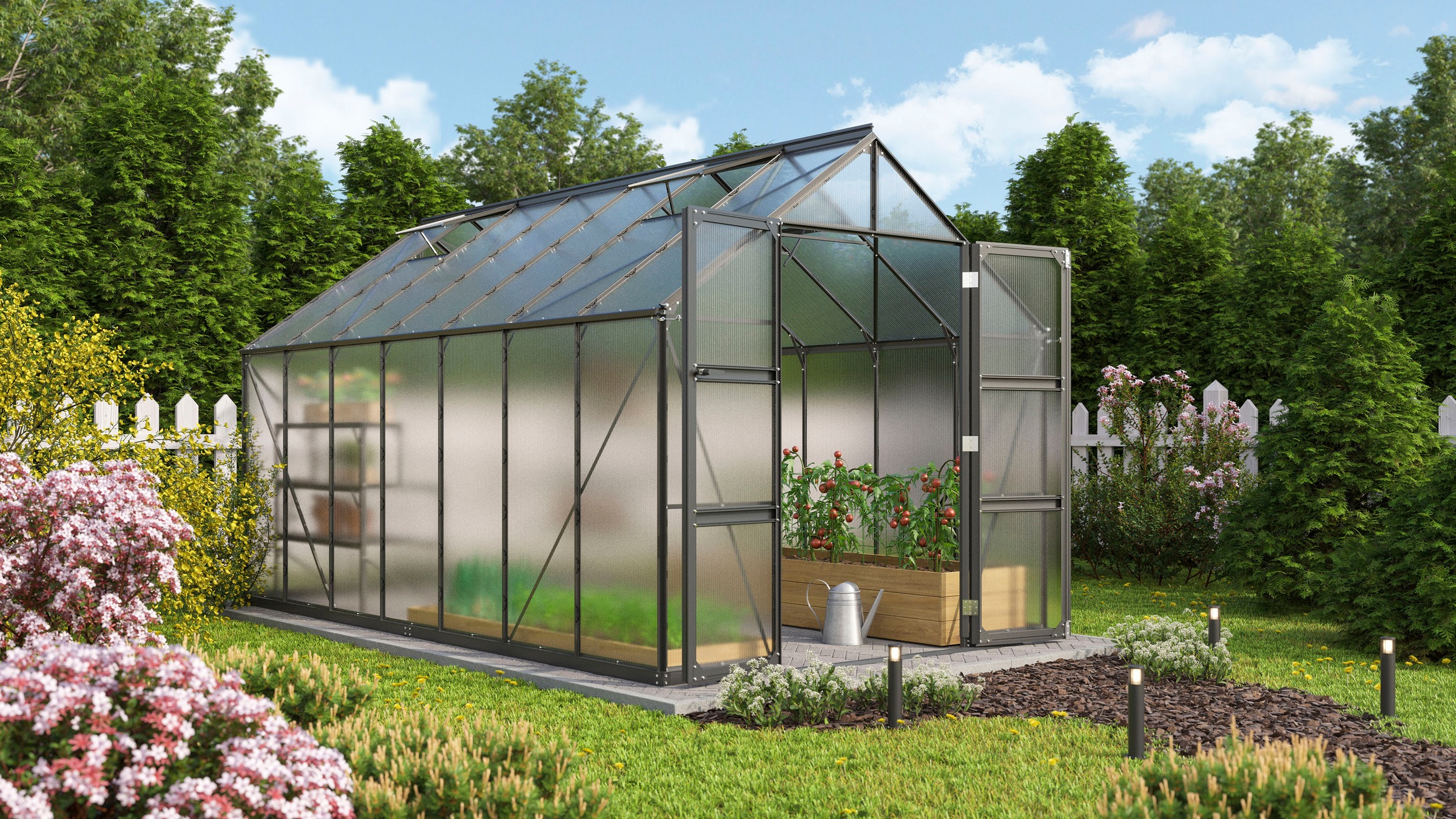 Vitavia Gewächshaus »Domus 11500« mit Doppelschwingtüren und bodentiefer Türschwelle, 4 mm Hohlkammer