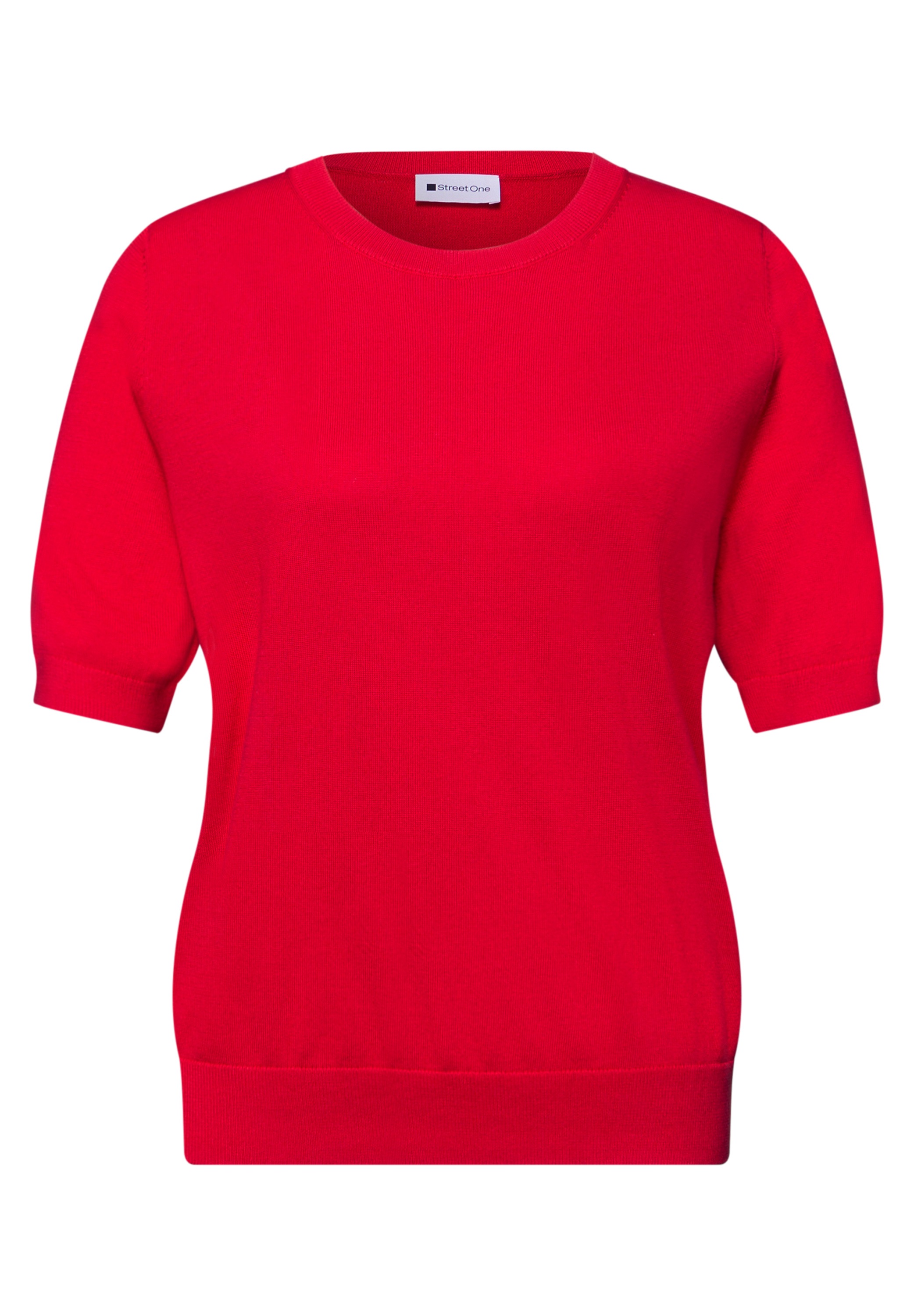 STREET ONE Kurzarmpullover in Strick-Optik und mit Rundhals