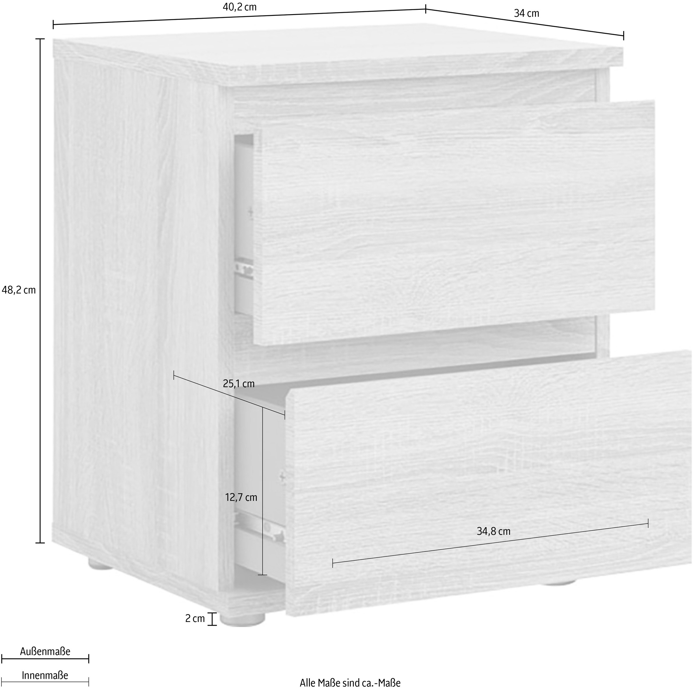 INOSIGN Nachtkommode »Nova« Nachttisch, mit 2 Schubladen