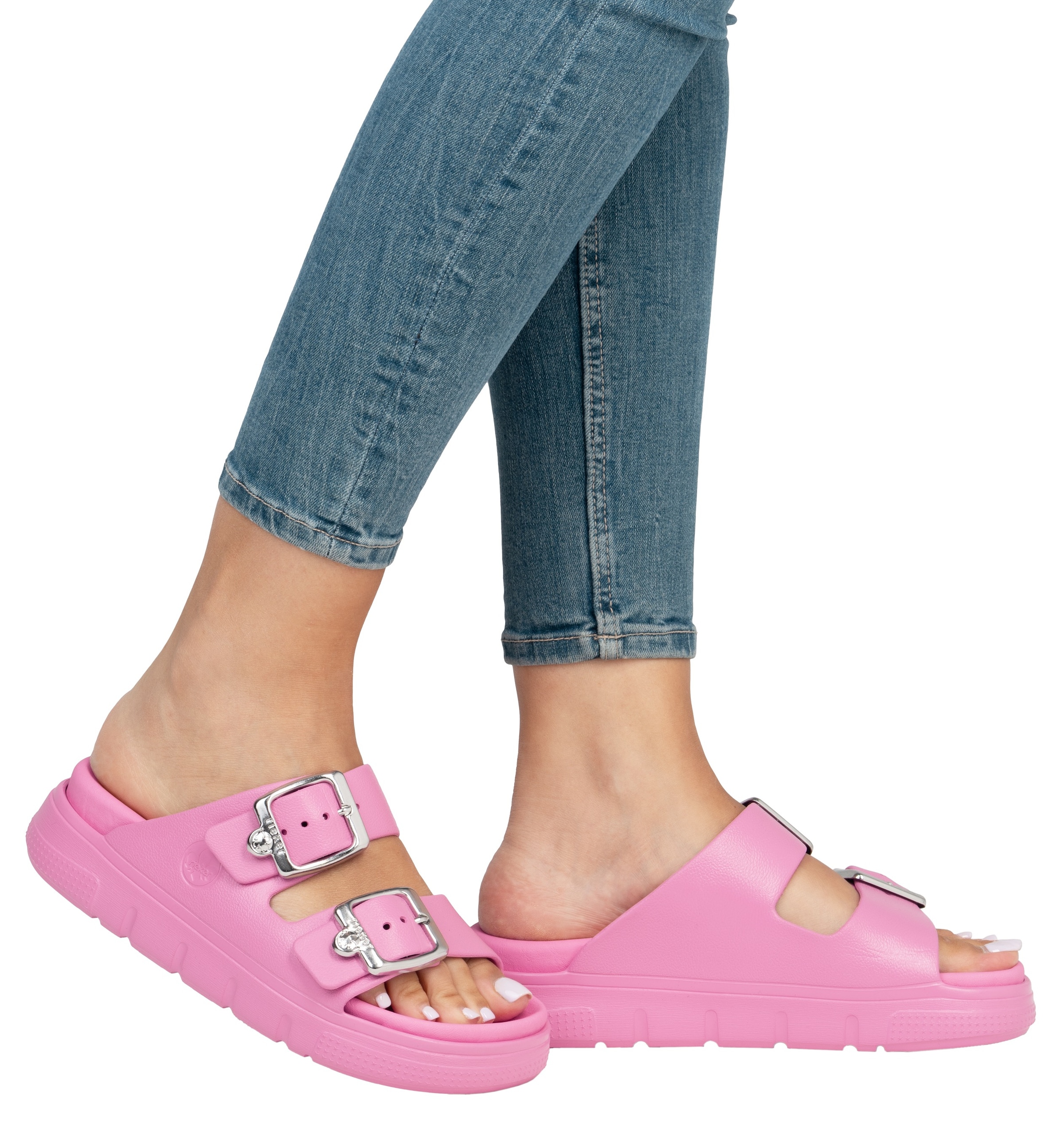 Rieker Pantolette, Plateau, Sommerschuh, Schlappen in Weite G (=weit)