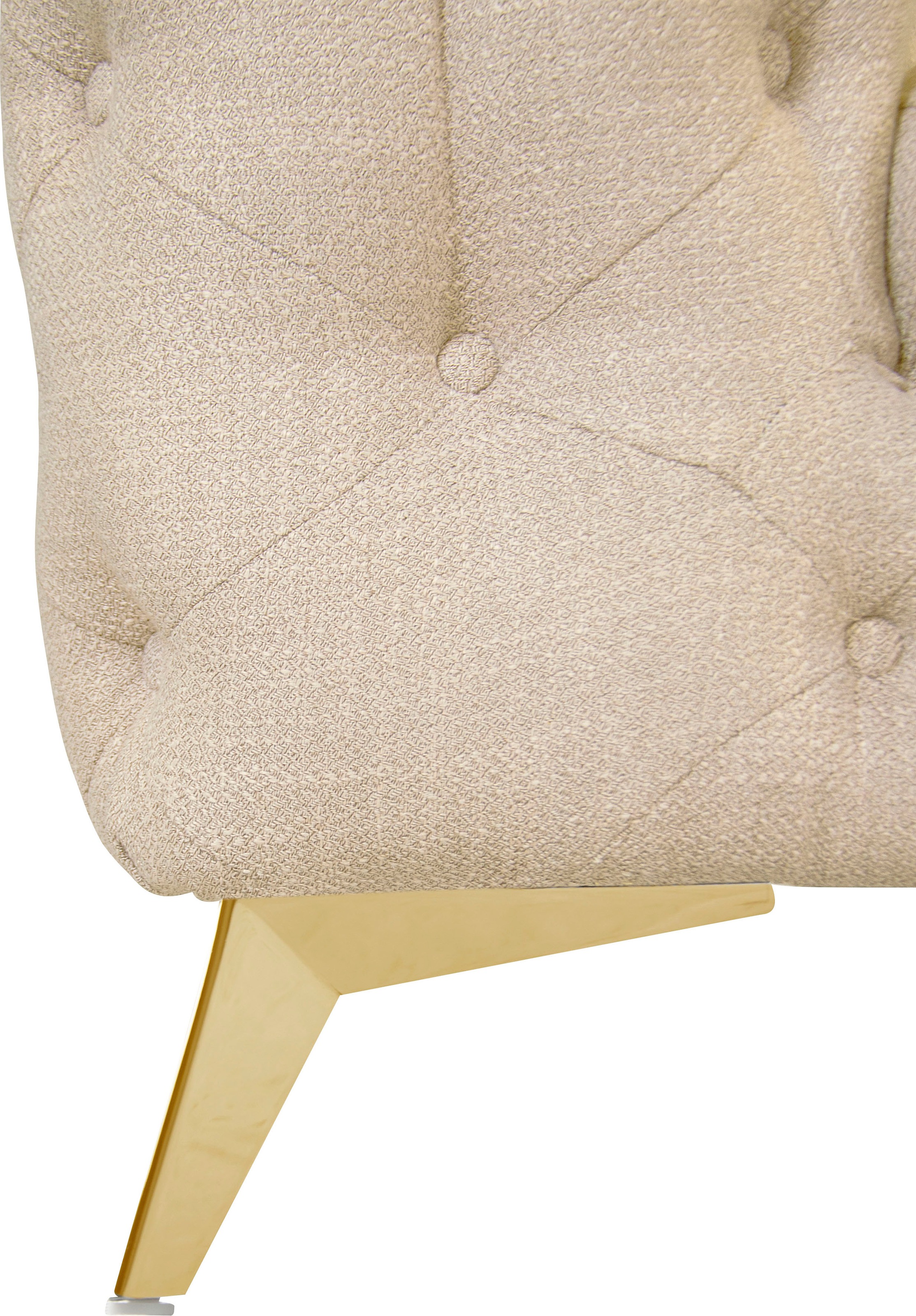 Leonique Chesterfield-Sofa »Ecksofa GLYNIS L-Form mit Wellenunterfederung, Maße B/T/H 264/204/75cm«, aufwändige Knopfheftung, moderne Chesterfield Optik, Fußfarbe wählbar