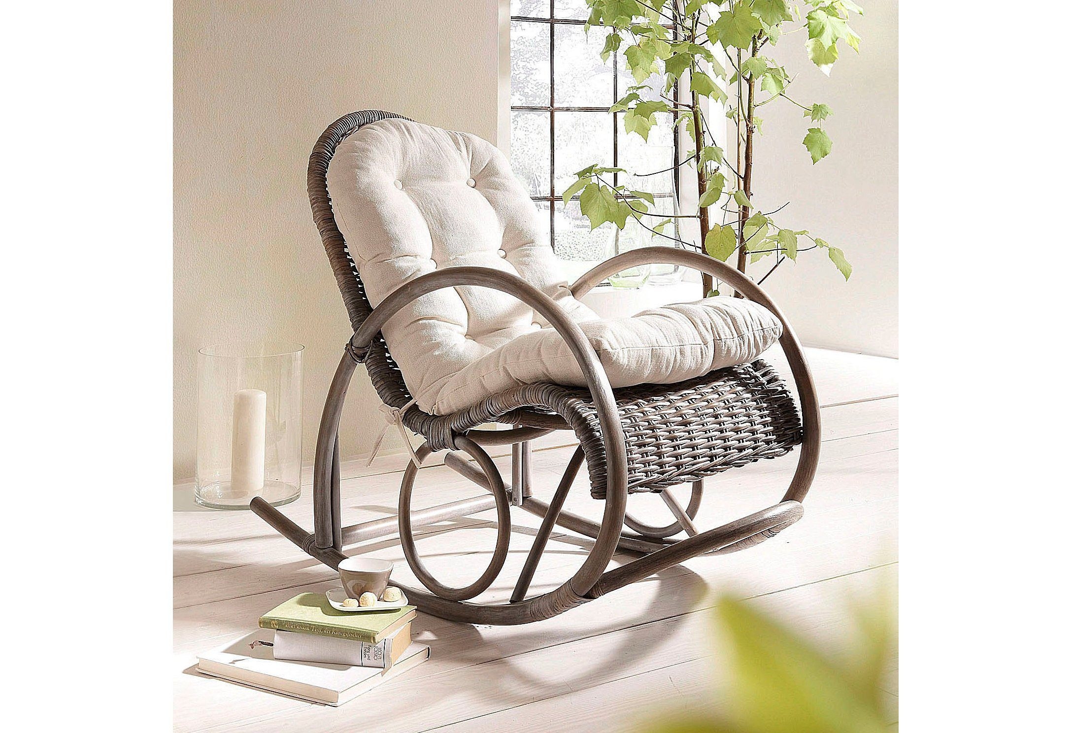 HOFMANN LIVING AND MORE, Stuhlkissen, creme + unifarben, Polyester, B/L: 80 cm x 52 cm - 1 Stk.