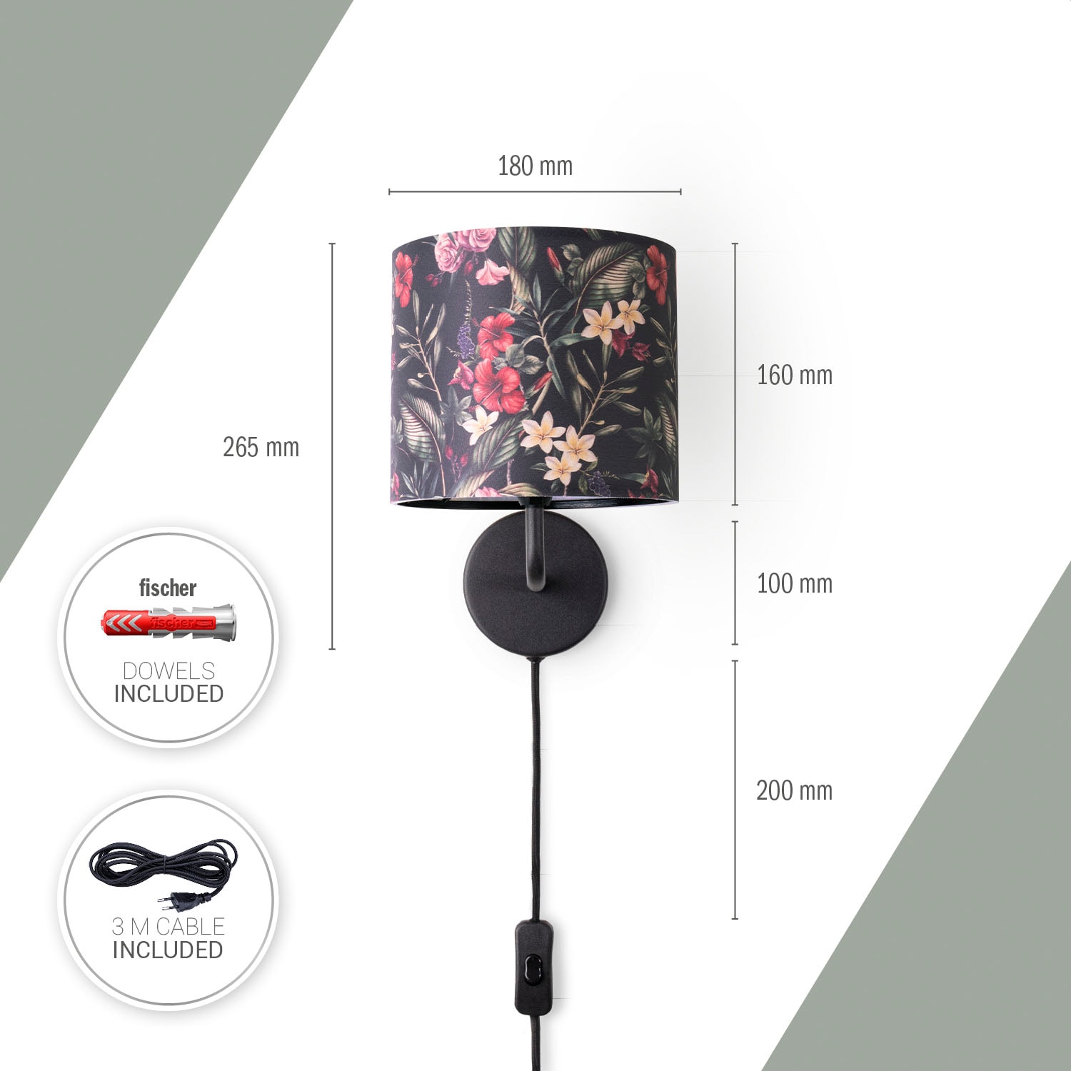 Paco Home Wandleuchte »Luca Flower« E14 Stofflampe Blumen Muster Wandleuchte Lampenschirm Textil Floral