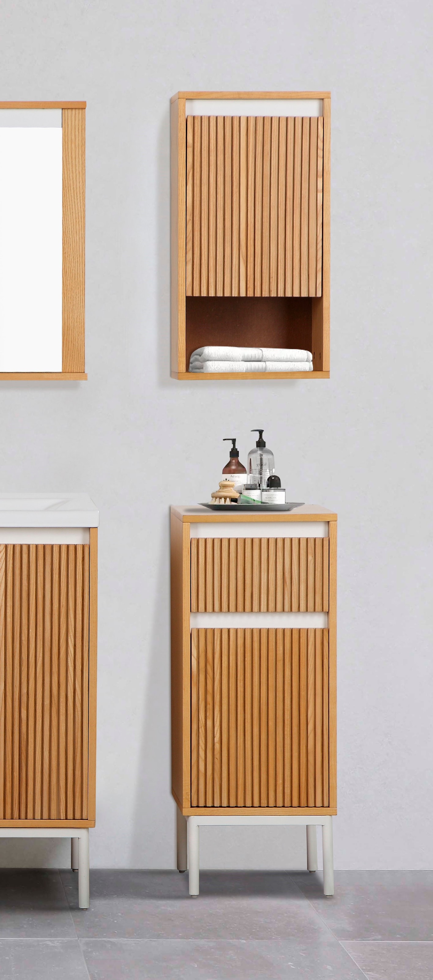 andas Unterschrank »Falun«, Badmöbel, Badezimmerschrank mit Rille, Breite 35 cm