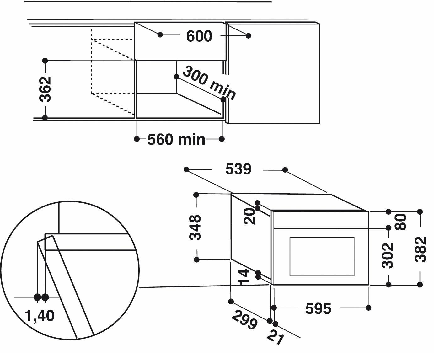 BAUKNECHT Einbau-Mikrowelle »EMNK3 2138 IN«, Mikrowelle, 750 W