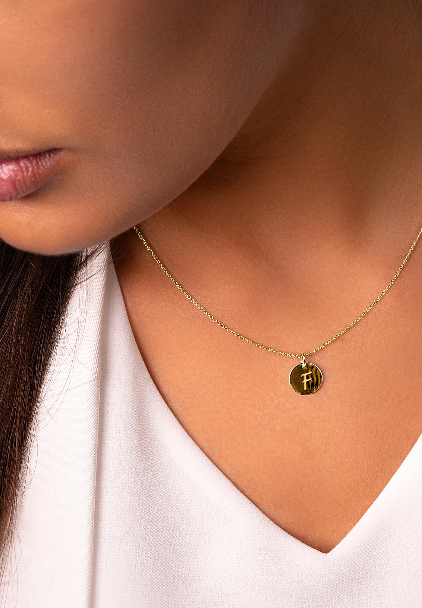 ONE ELEMENT Kette und Anhänger Set »Schmuckset - Set mit Halskette Buchstabe F Buchstaben Anhänger aus 333 Gelbgold Ø 11,0 mm«