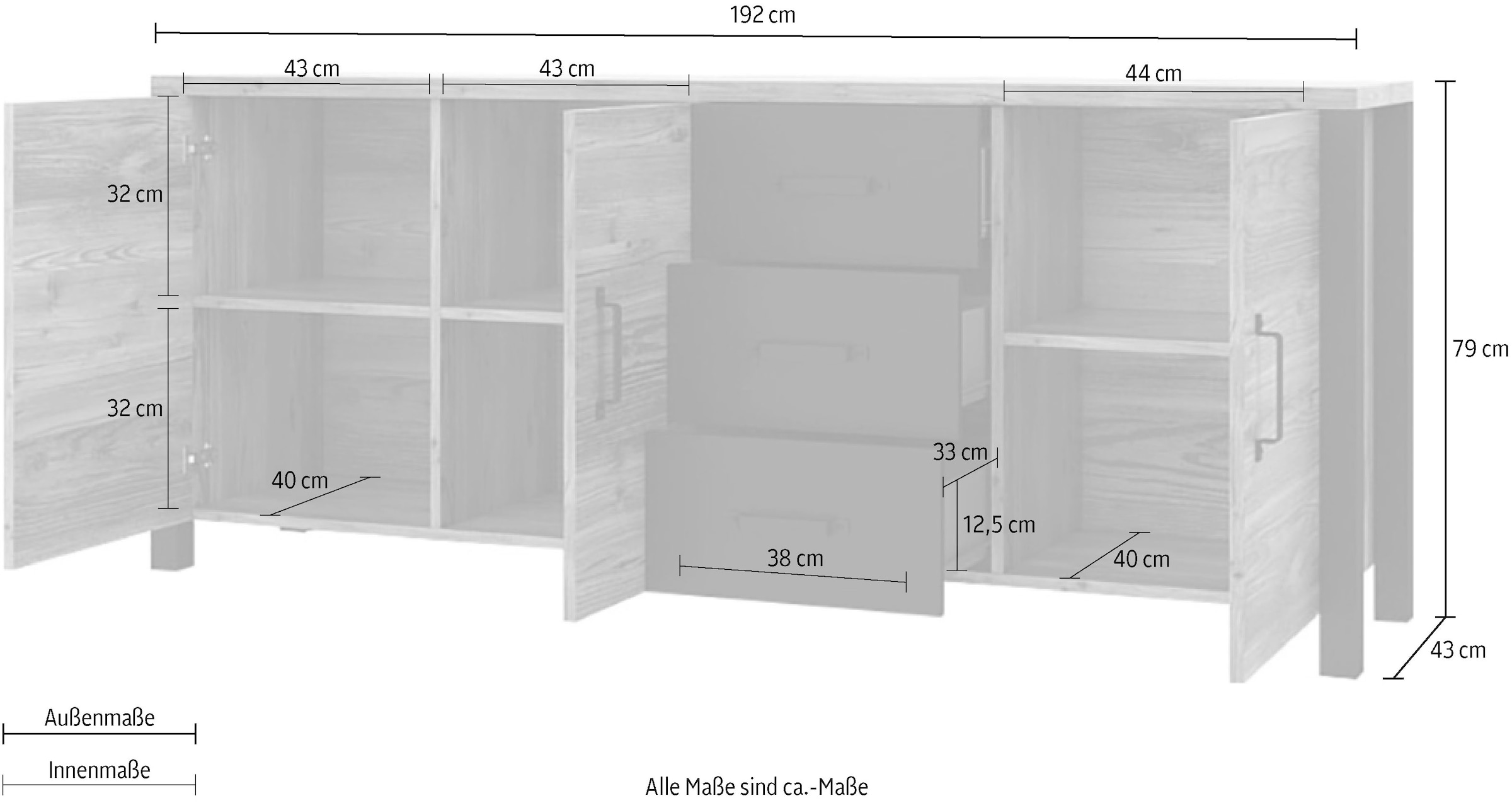 Home affaire Sideboard »Olin WM«, Breite 192 cm