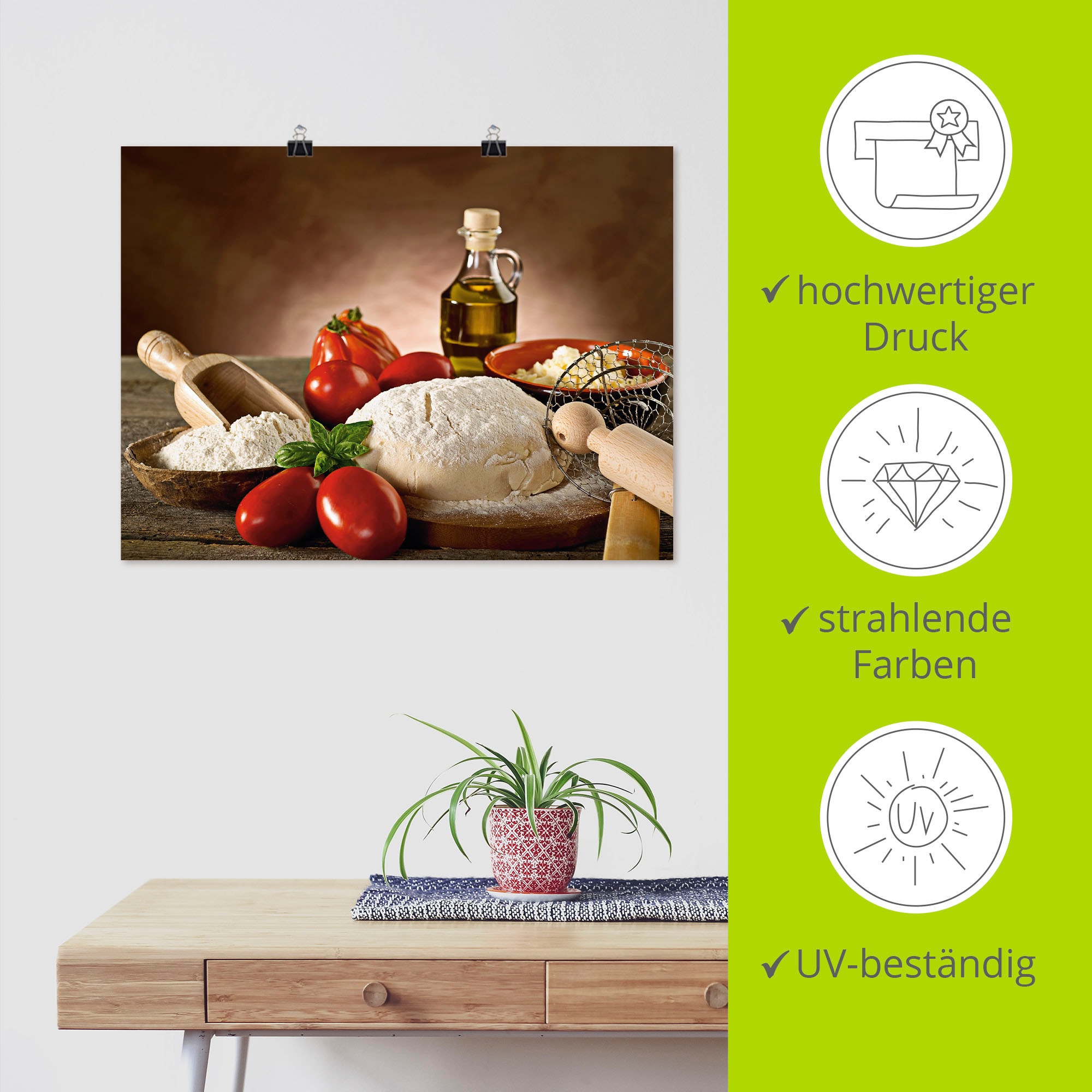 Artland Wandbild »Teig für Pizza« Lebensmittel 1 Stk. tlg. als Alubild, Leinwandbild, Poster in verschied. Größen