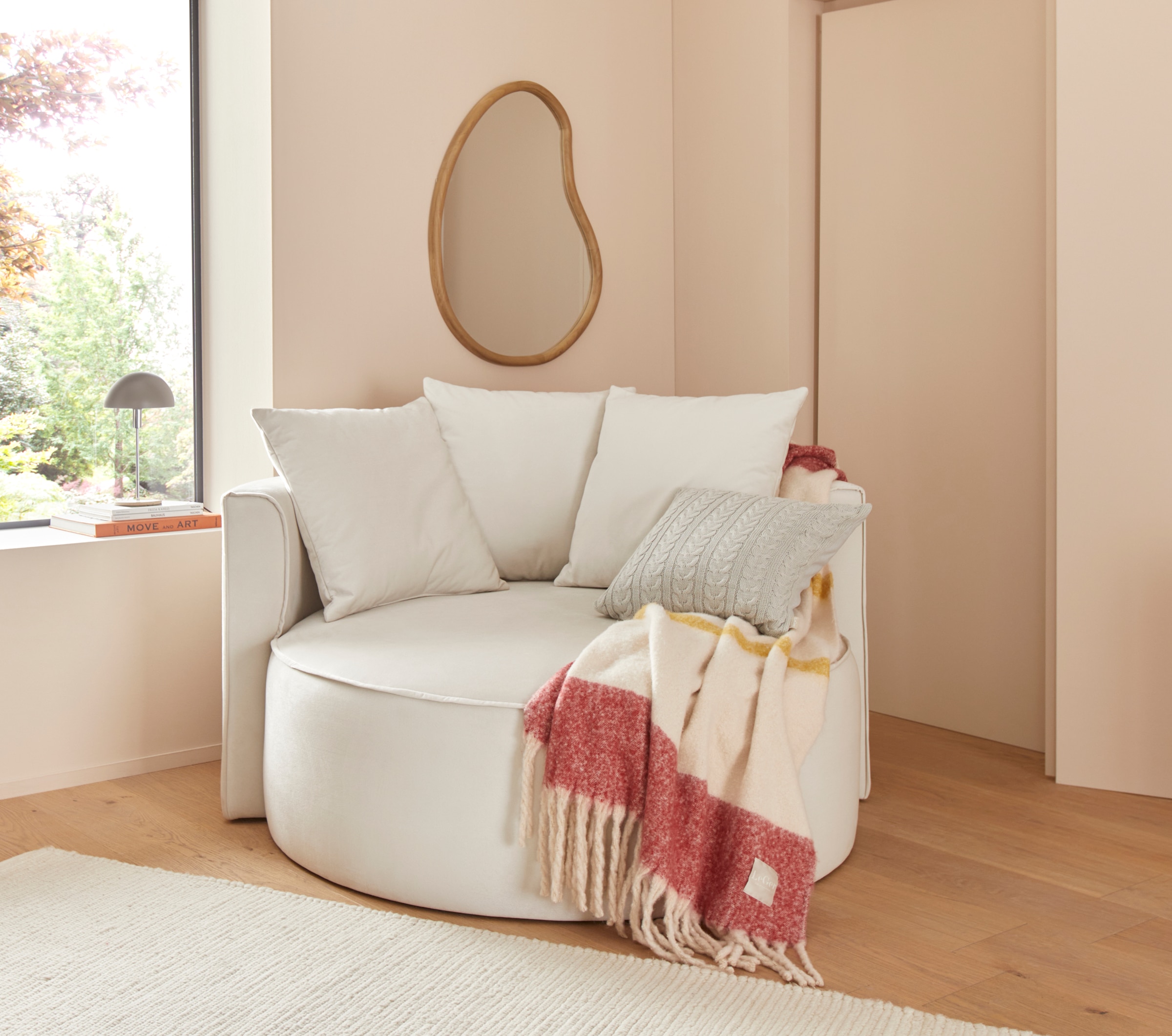 LeGer Home by Lena Gercke XXL-Sessel »Isalie, Lesesessel, Loveseat, inklusive Zierkissen«, extra große Sitzfläche, optional mit Hocker, Cord, Samt, Bouclé