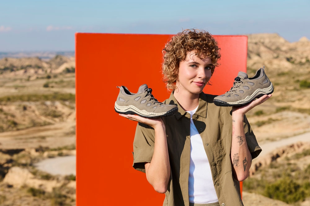 Rieker Slip-On Sneaker  Trekking Schuh, Freizeitschuh, Slipper mit Wechselfußbett