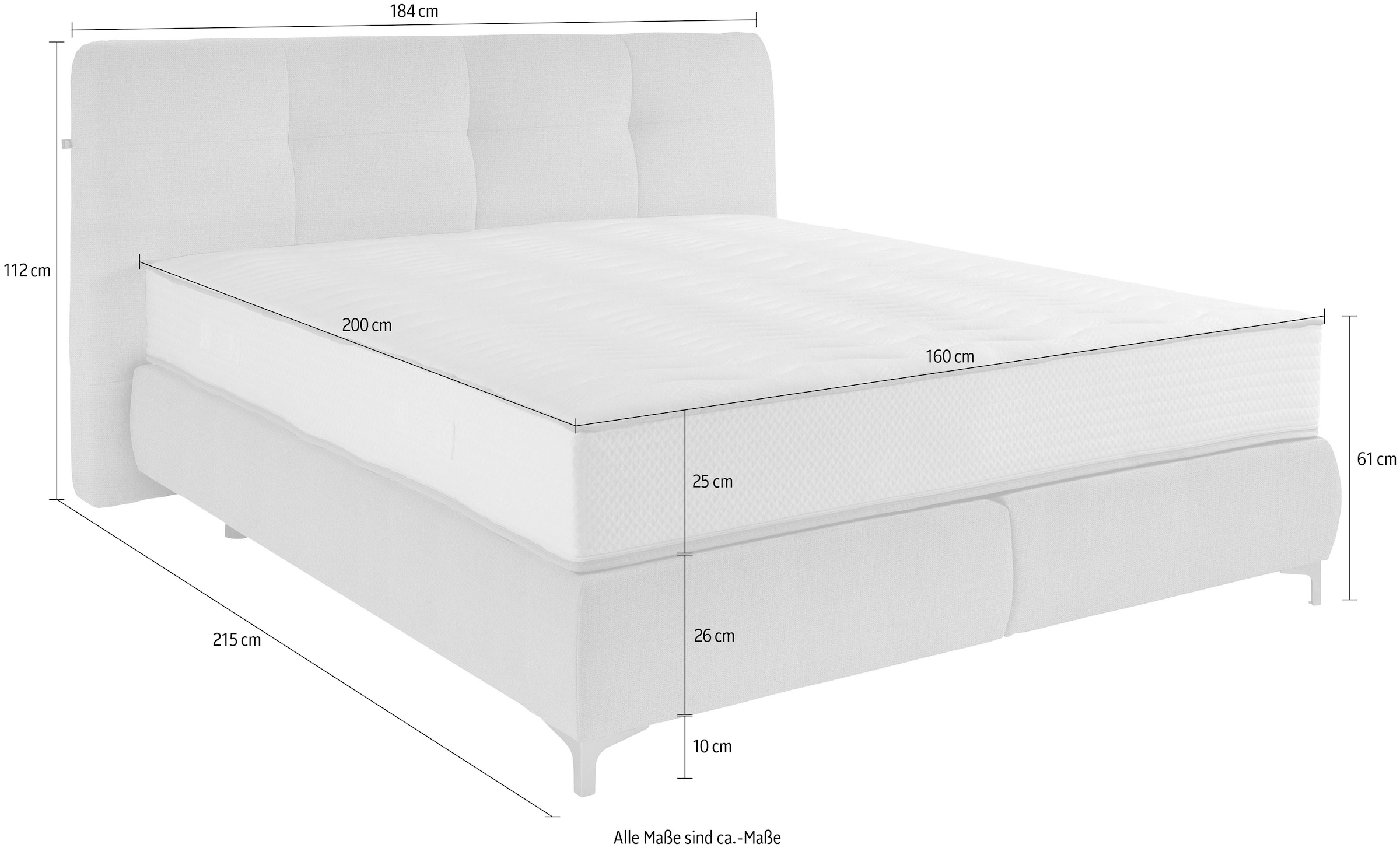 ADA trendline Boxspringbett »Vicky«, getuftetes Kopfteil, inklusive Partnermatratze, verschiedene Größen