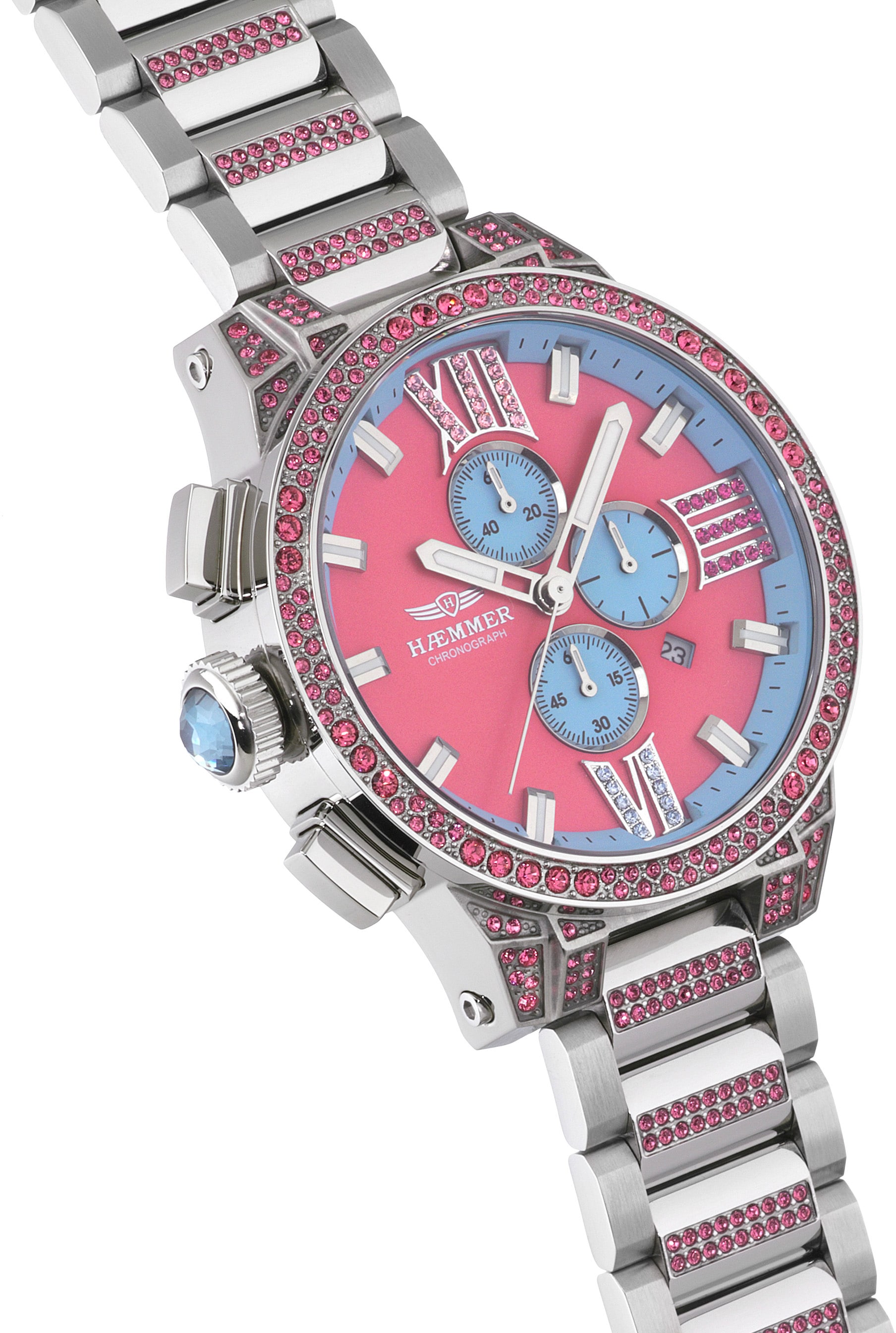 HAEMMER GERMANY Chronograph »EMINENT«, Quarzuhr, Damenuhr, Datum, Stoppfunktion, Saphirglas, Edelstahlarmband
