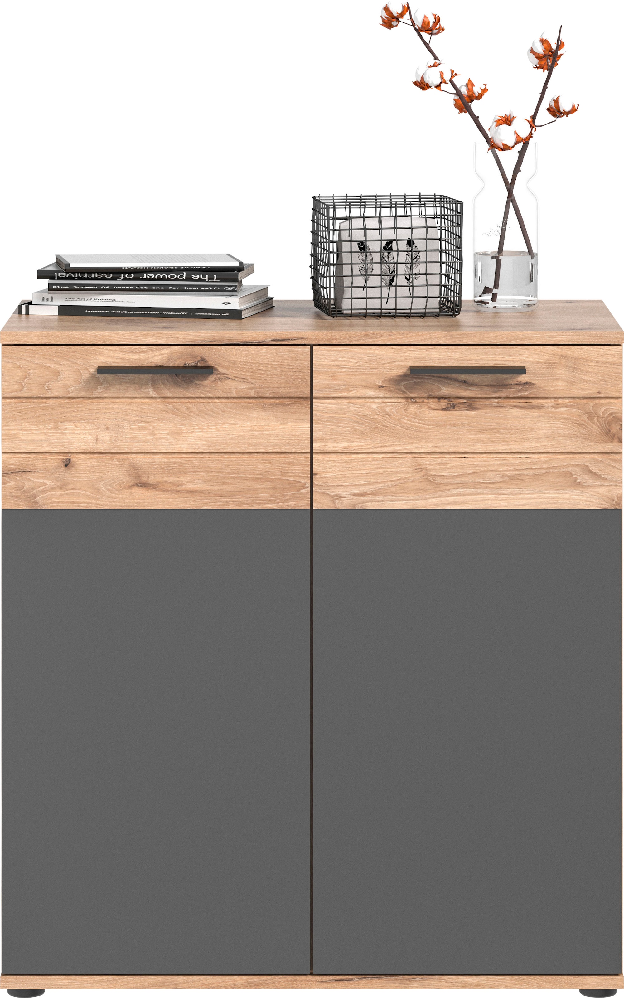 INOSIGN Sideboard »Riga, Breite 90 cm, 2 Türen mit Softclose, 4 Einlegeböden, 6 Fächer«, hochwertige Rillenfräsung, Schuhkommode, Kommode, Anrichte, Schrank