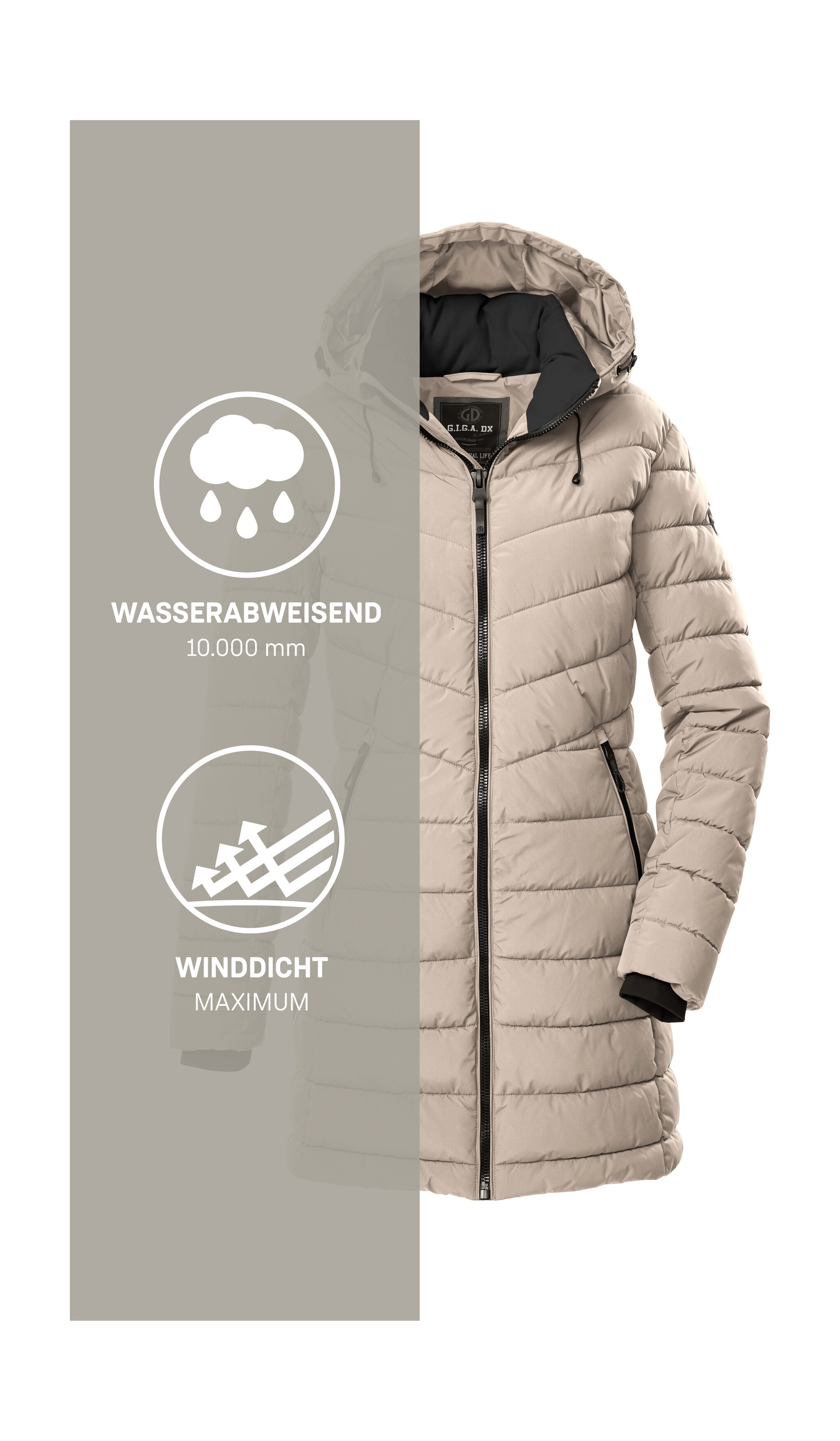 G.I.G.A. DX by killtec Steppmantel »GW 74 WMN QLTD PRK«, Wasserabweisender, winddichter Steppparka mit abnehmbarer Kapuze