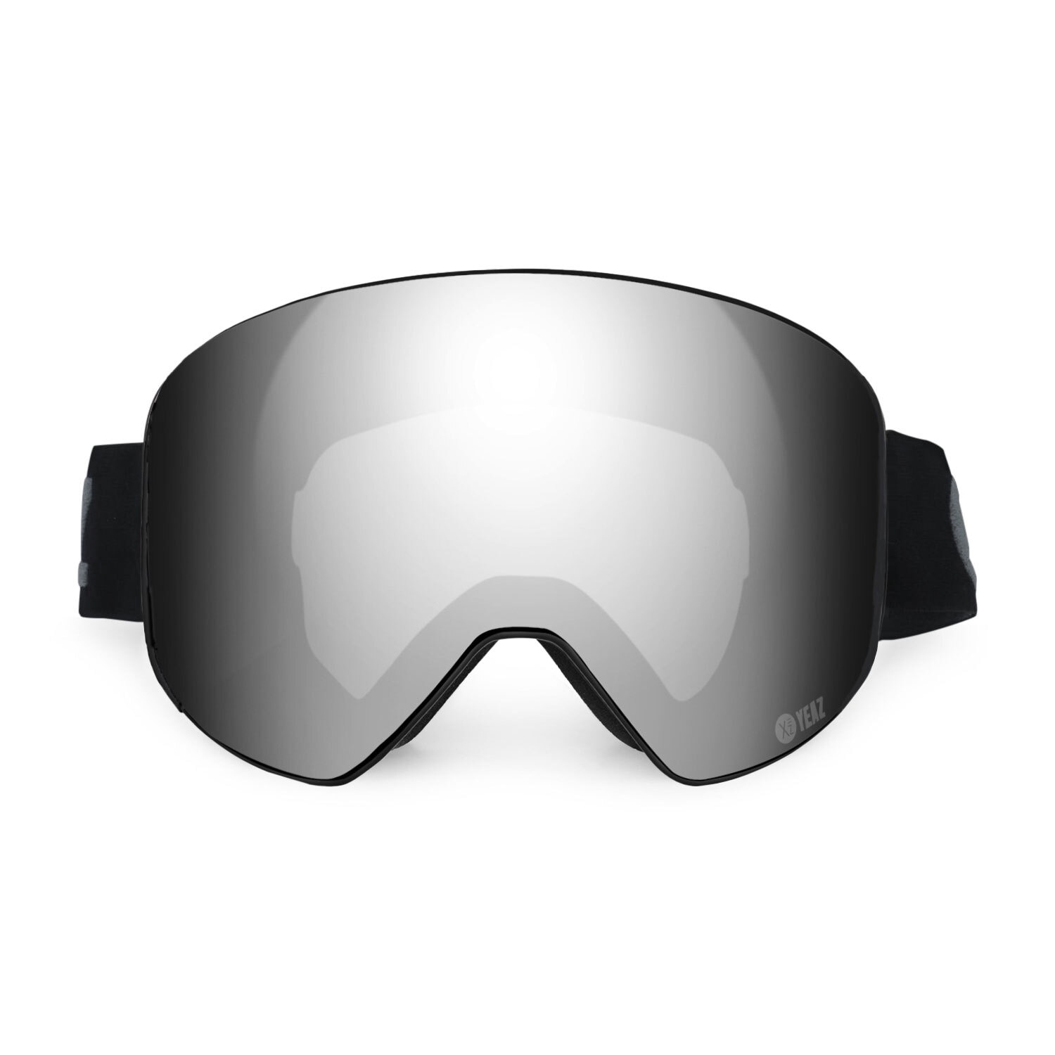 YEAZ Snowboardbrille »Magnet-Ski-Snowboardbrille silber verspiegelt/schwarz APEX«