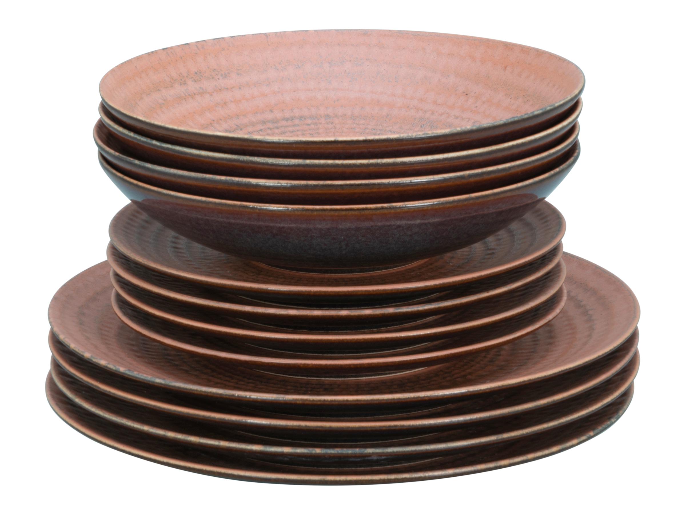 CreaTable Teller-Set »Neapel, Service 12-tlg.« Teller Set, Edles Tellerset, Vulkanoptik