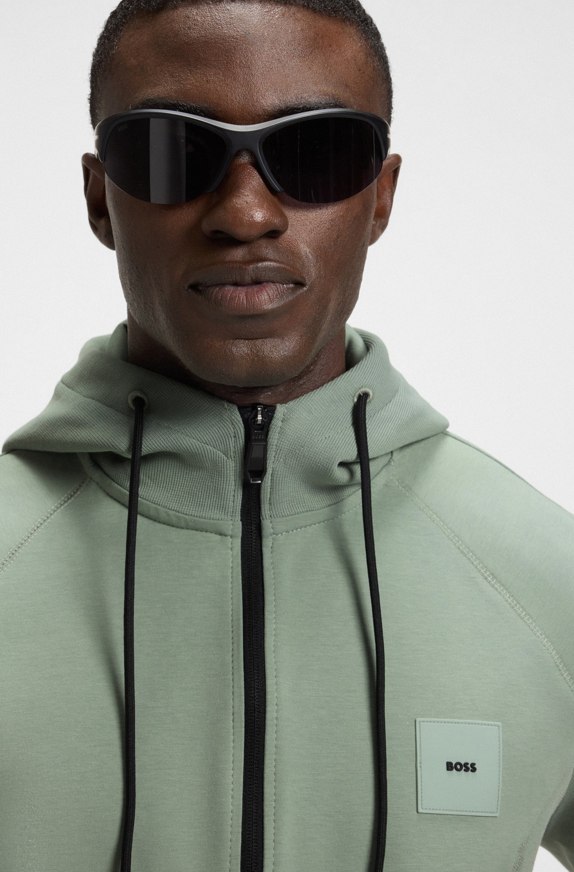 BOSS GREEN Sweatjacke »Saggy Rib«, mit tonigen Einsätzen