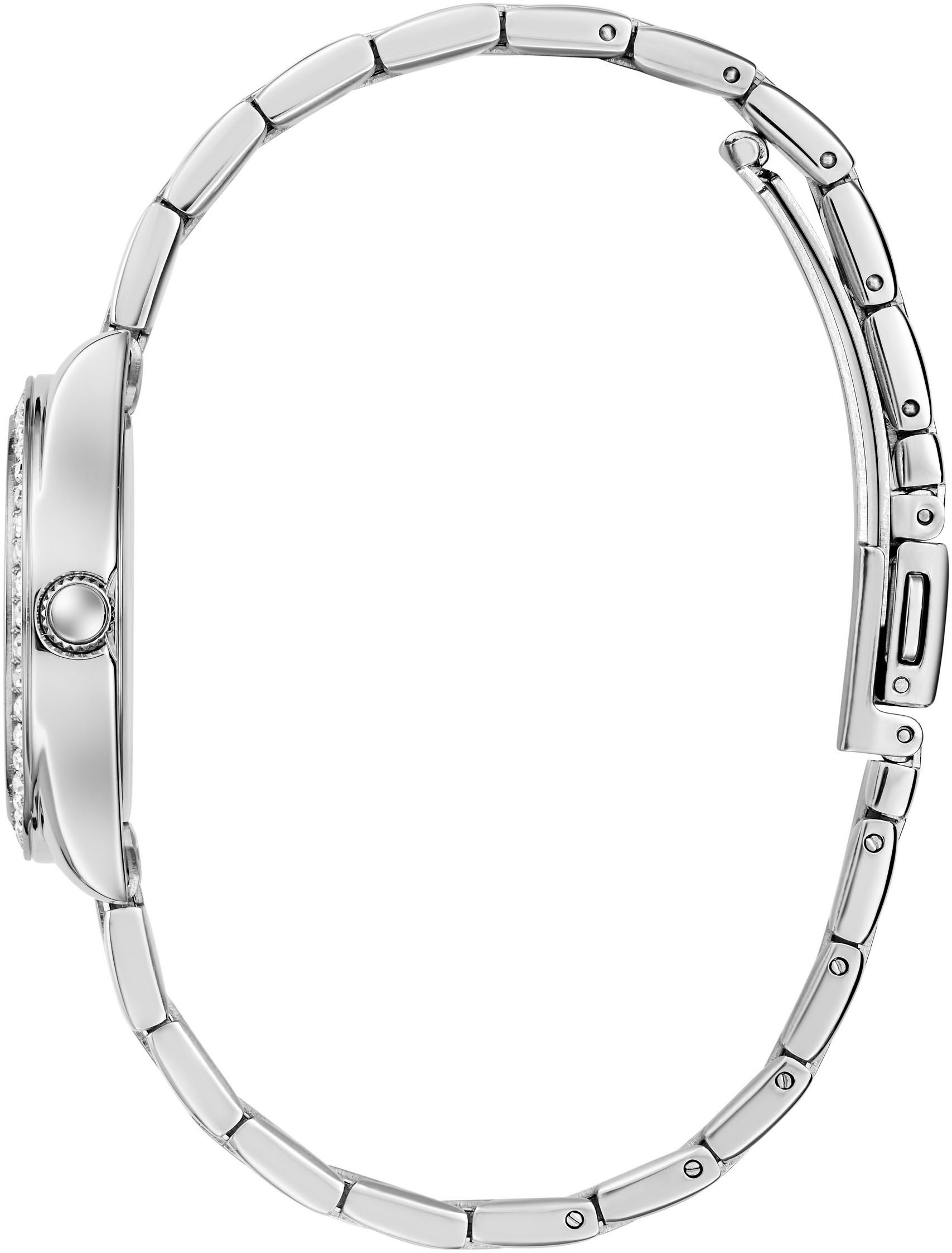 Guess Quarzuhr »MINI LUNA GLITZ« Armbanduhr, Damenuhr, Edelstahlarmband