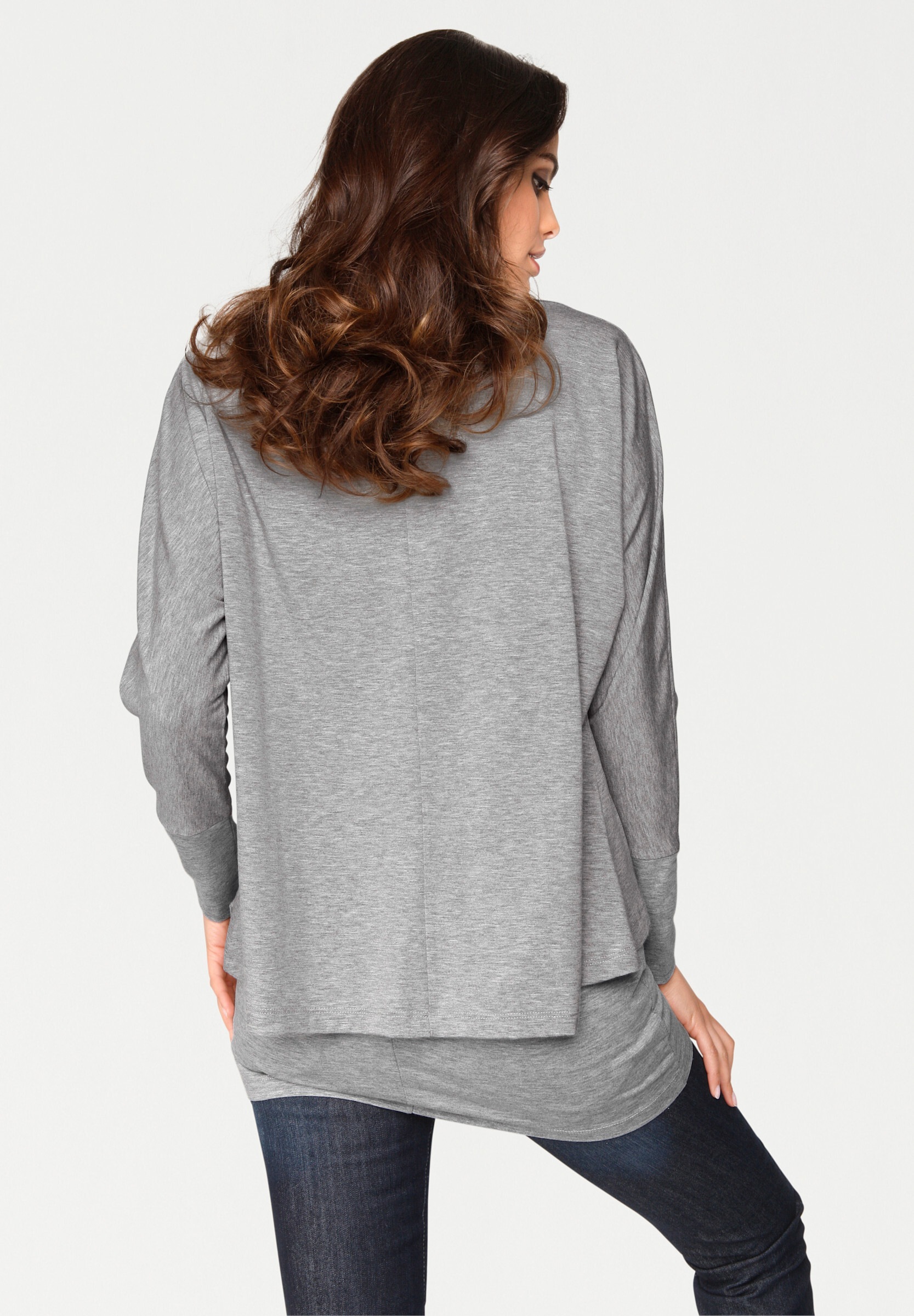 heine Longshirt »Rundhals-Shirt Rundhalsshirt mit Fledermaus-Ärmeln«