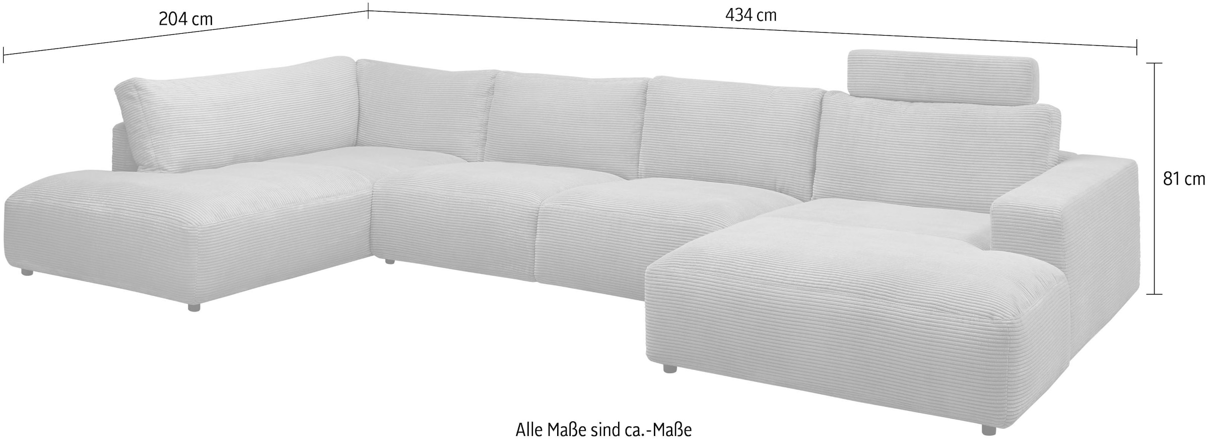 Musterring Wohnlandschaft »Lucia U-Form«, Verschiedene Farben, inkl. Kopfstütze, Gesamtbreite 434 cm