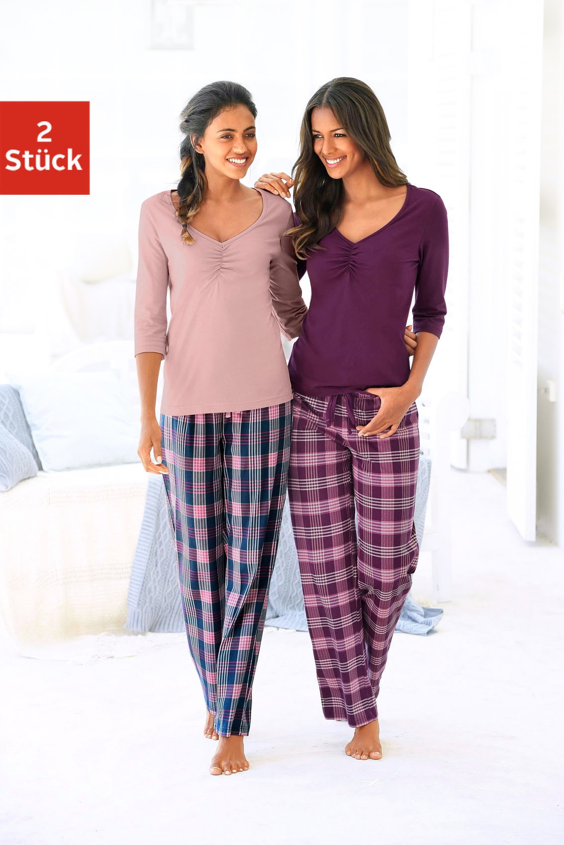 petite Pyjama, karierter bei Stück), Hose tlg., (4 ♕ mit fleur 2