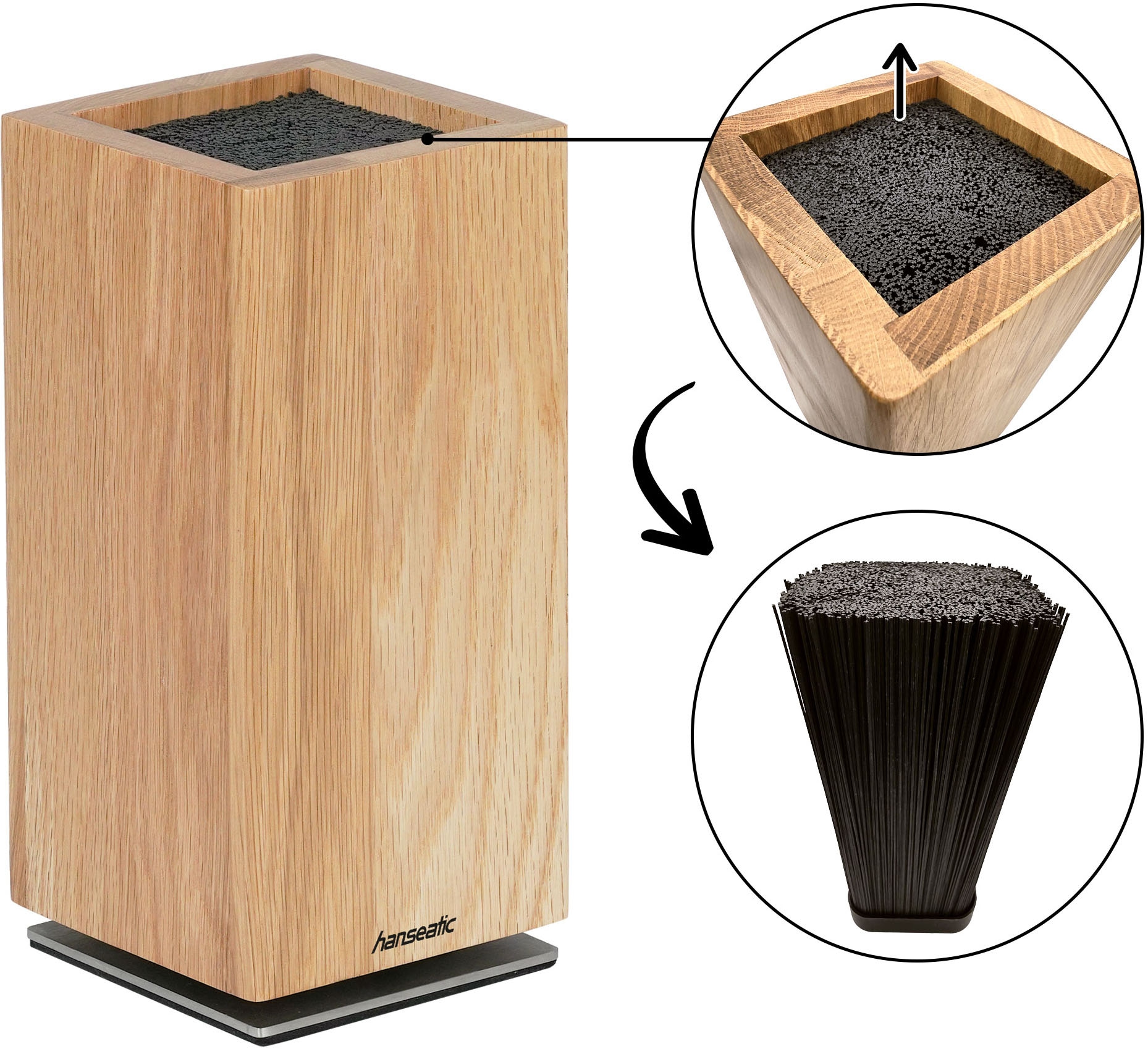 Hanseatic Magnet-Messerblock »hanseatic PREMIUM, Messerblock aus Holz« 1 Stk. elegantes Design, herausnehmbarer Borsteneinsatz, 360-Grad-drehbar
