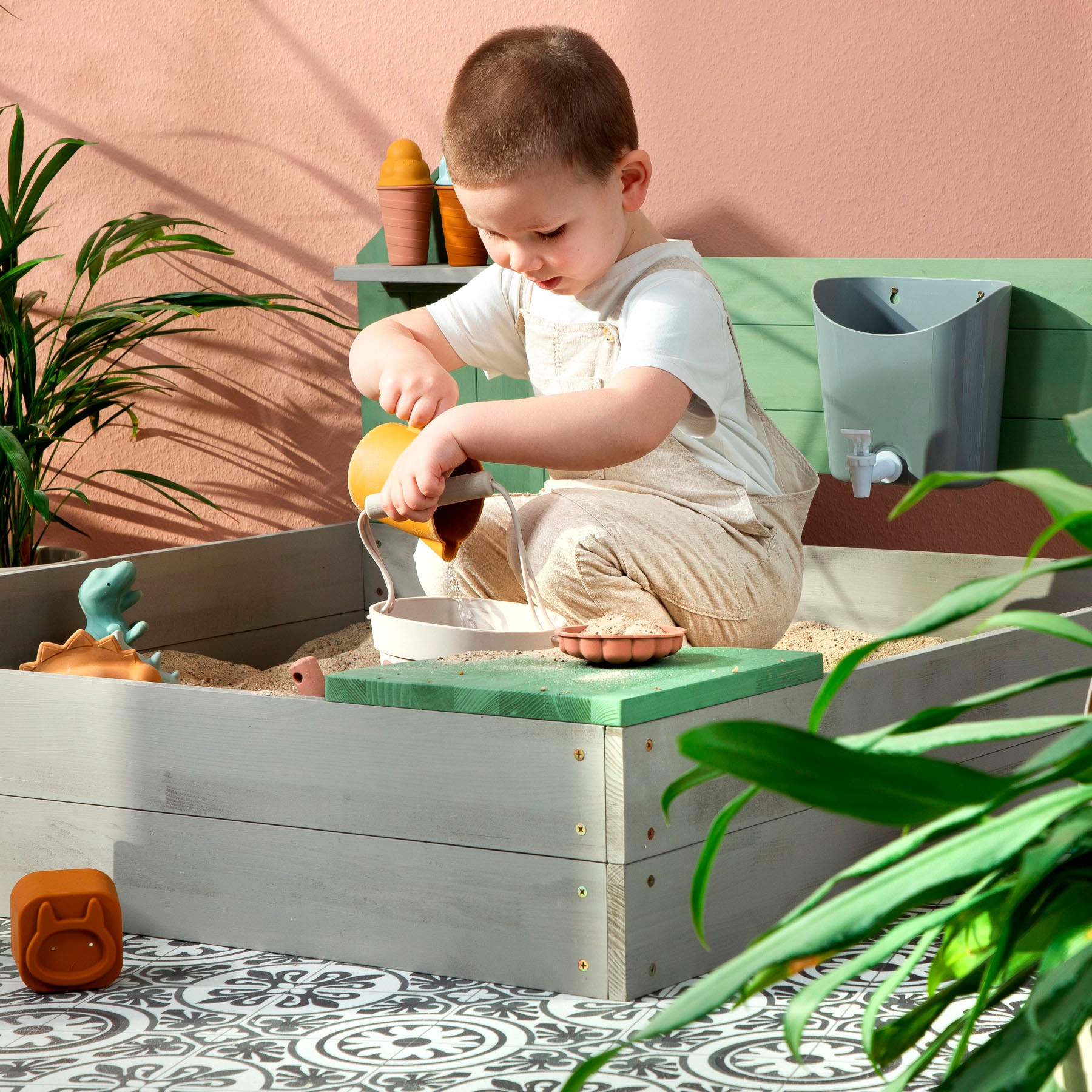 MUDDY BUDDY® Sandkasten »Cozy House, warmgrau/eukalyptus«