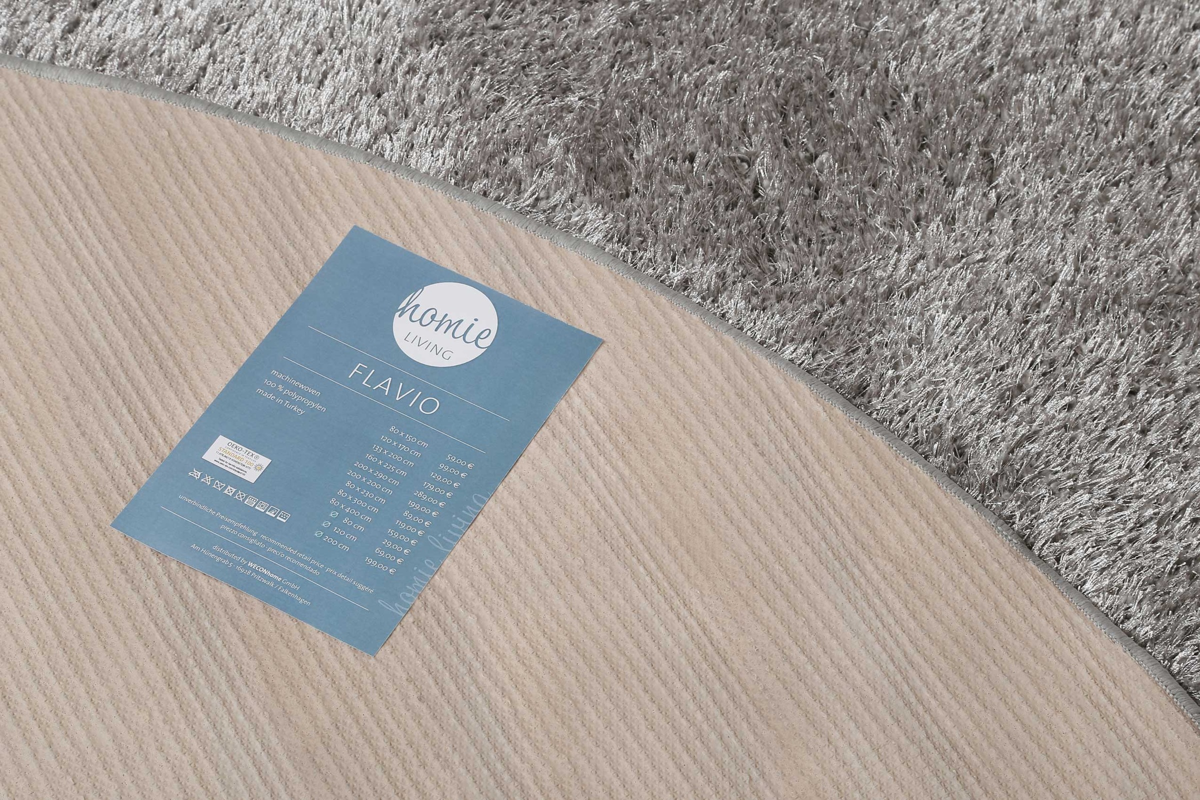 Homie Living Teppich »Flavio«, rund, 30 mm Höhe, Hochflor, gewebt, weich, uni, Wohnzimmer, Schlafzimmer, waschbar